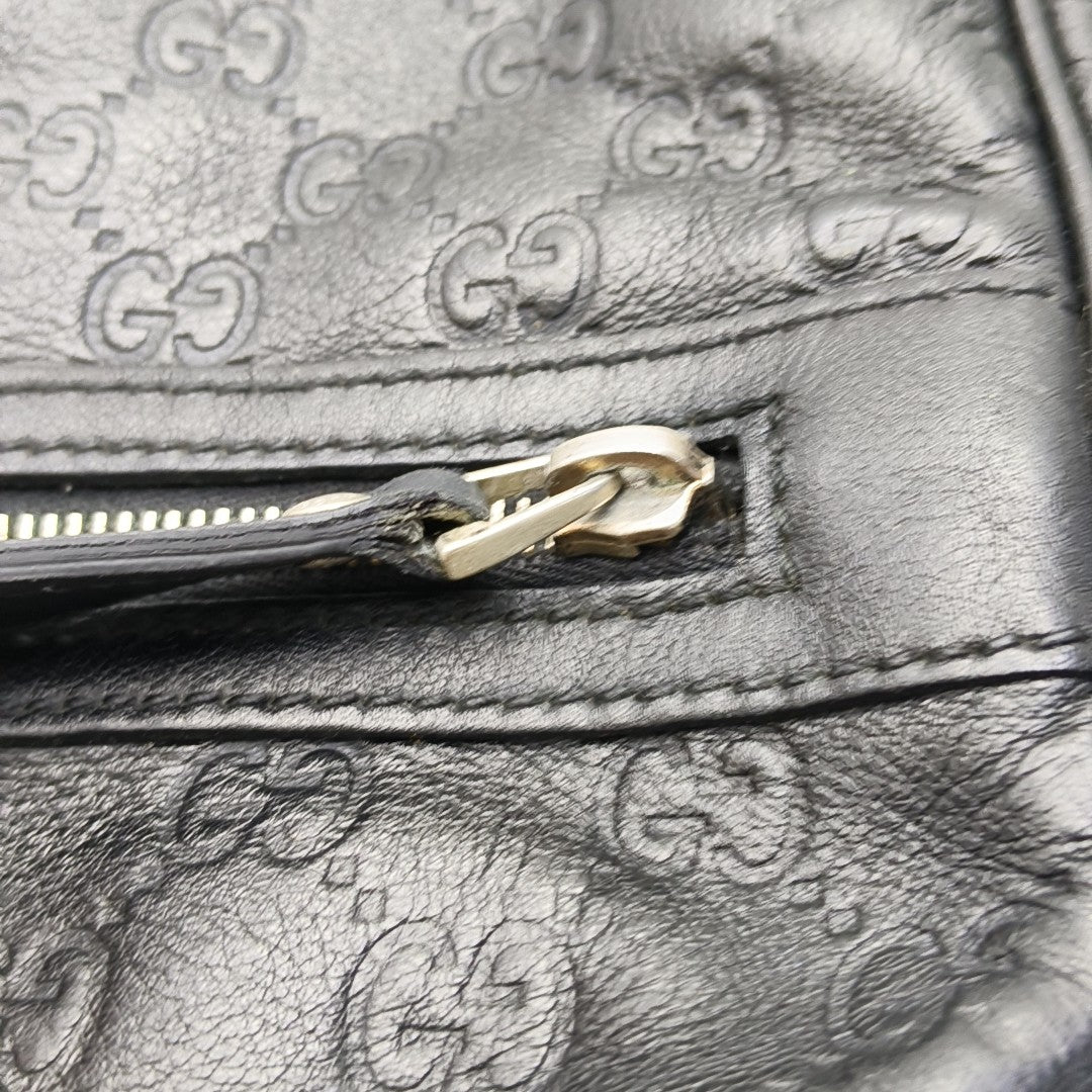 GUCCI GG Imprime Black Leather Monogrammed Single Shoulder Crossbody Bag Golden hardware-(SKU)-956855530