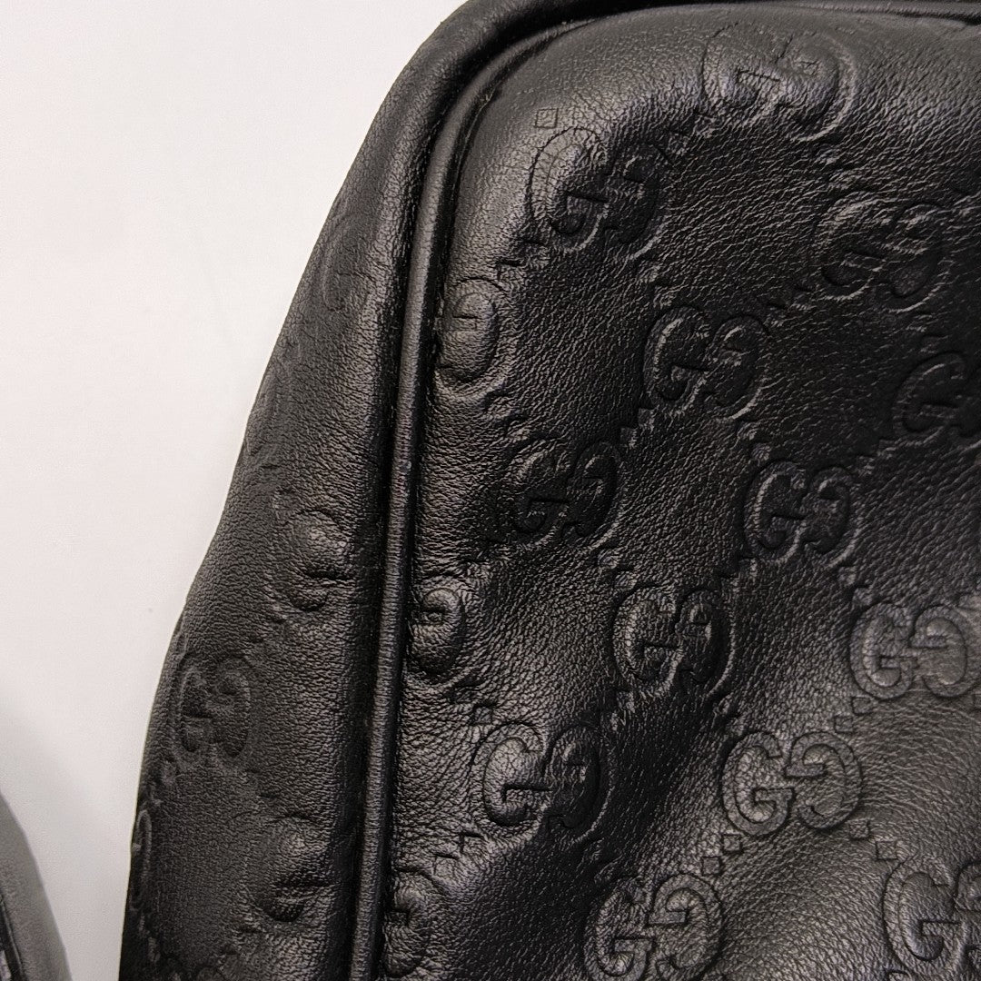 GUCCI GG Imprime Black Leather Monogrammed Single Shoulder Crossbody Bag Golden hardware-(SKU)-956855530