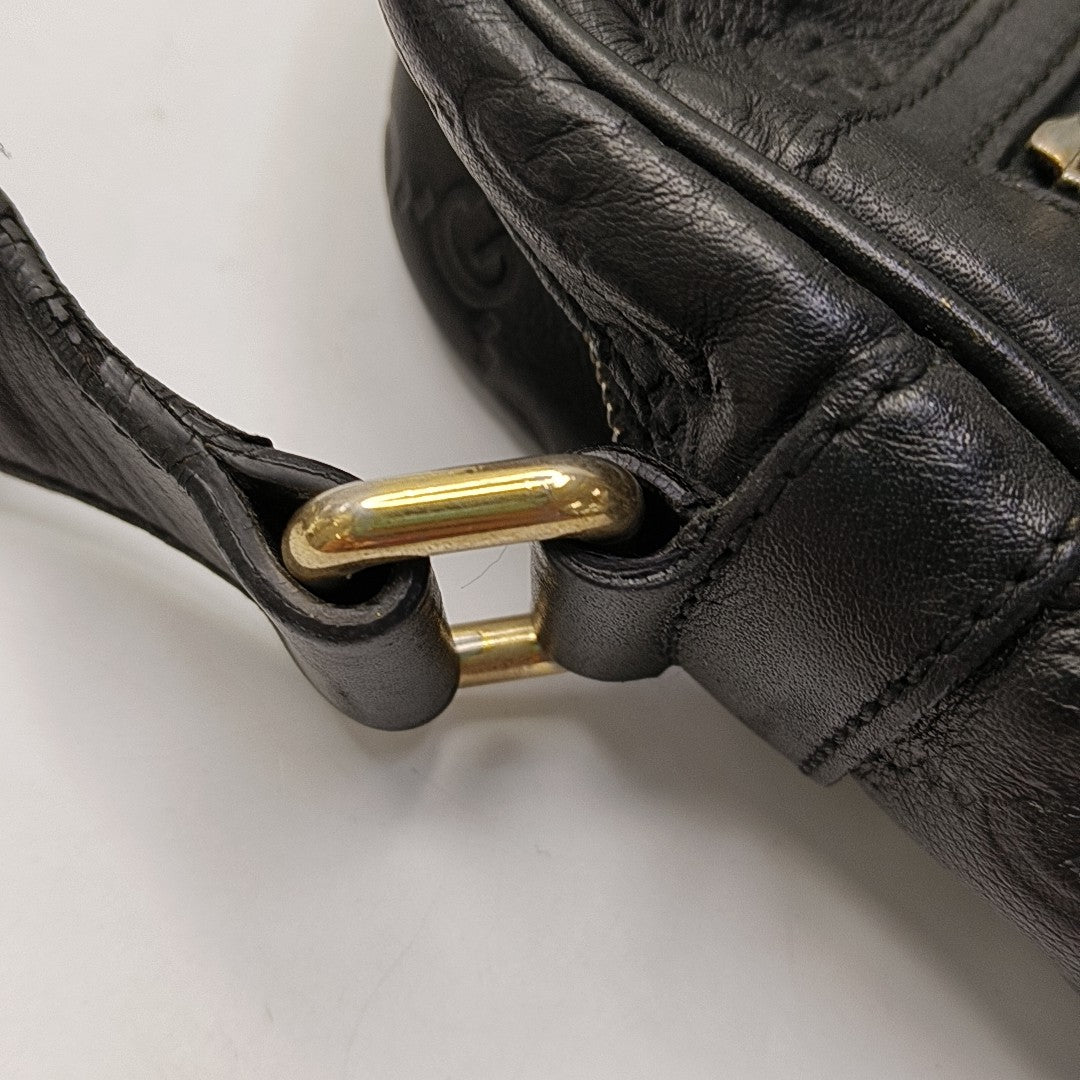 GUCCI GG Imprime Black Leather Monogrammed Single Shoulder Crossbody Bag Golden hardware-(SKU)-956855530