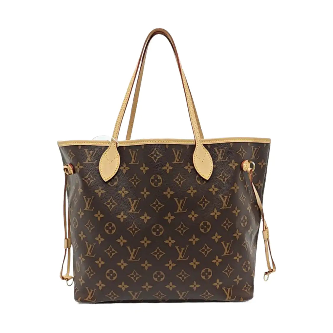 LOUIS VUITTON NEVERFULL Medium Size Brown Coated Canvas Monogram Shopping Bag Shoulder Bag Handbag with Complete Accessories Gold Hardware-(SKU)-956798304