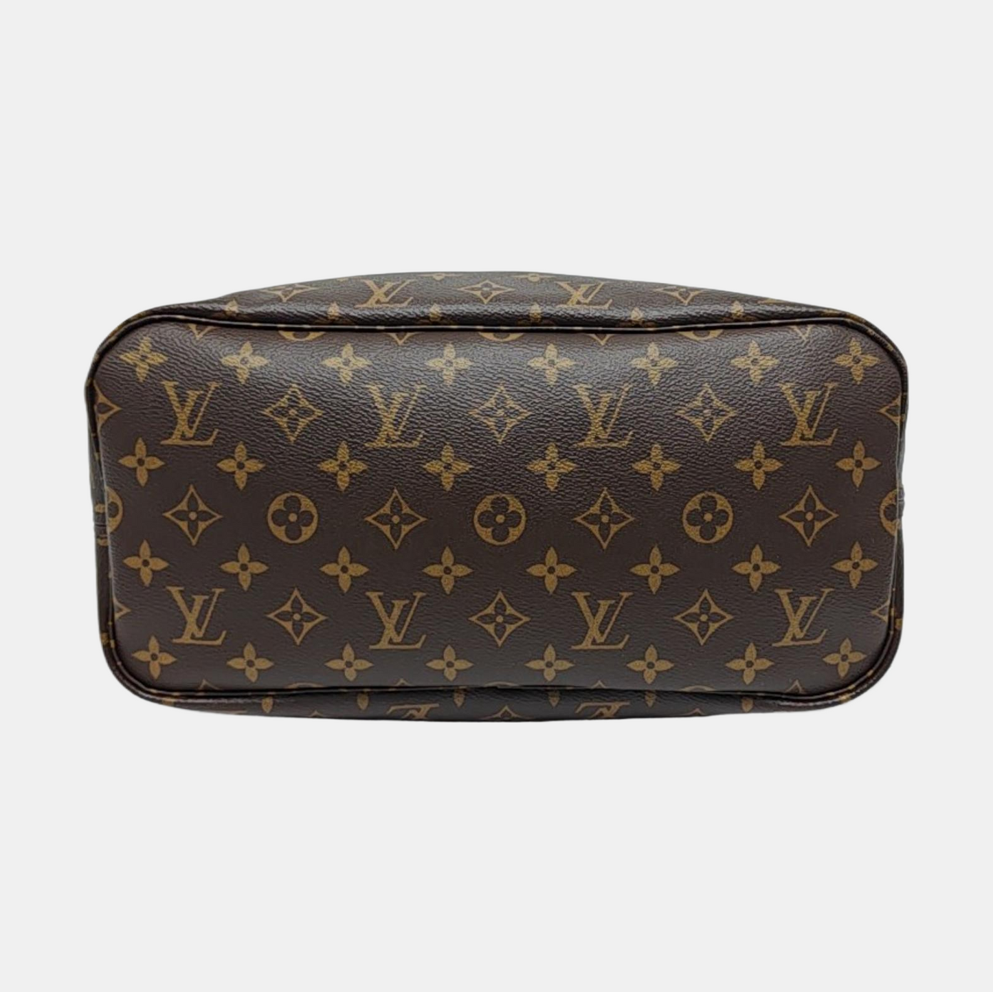 LOUIS VUITTON NEVERFULL Medium Size Brown Coated Canvas Monogram Shopping Bag Shoulder Bag Handbag with Complete Accessories Gold Hardware-(SKU)-956798304