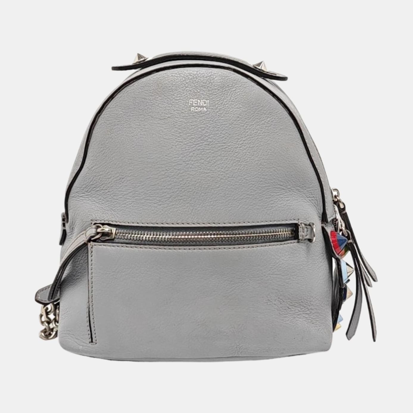 FENDI Blue Cowhide Backpack Silver Hardware-(SKU)-956994945