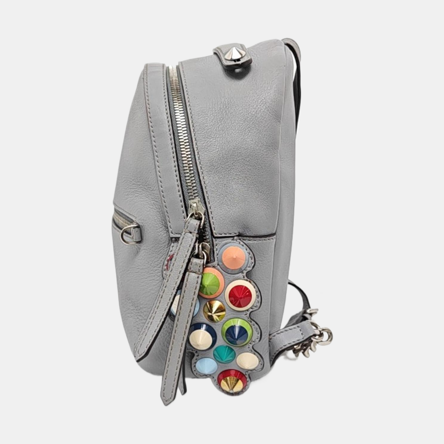 FENDI Blue Cowhide Backpack Silver Hardware-(SKU)-956994945
