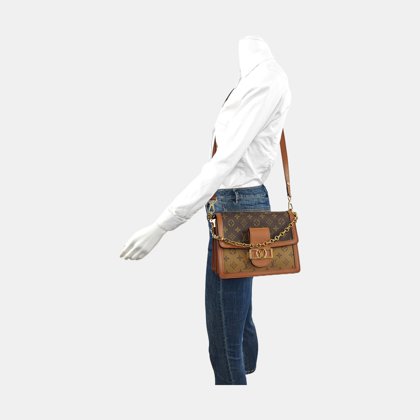 LOUIS VUITTON DAUPHINE Medium Brown Coated Canvas Monogram Vernis Dauphine Shoulder Bag Crossbody with 2 Detachable Straps-(SKU)-957064267