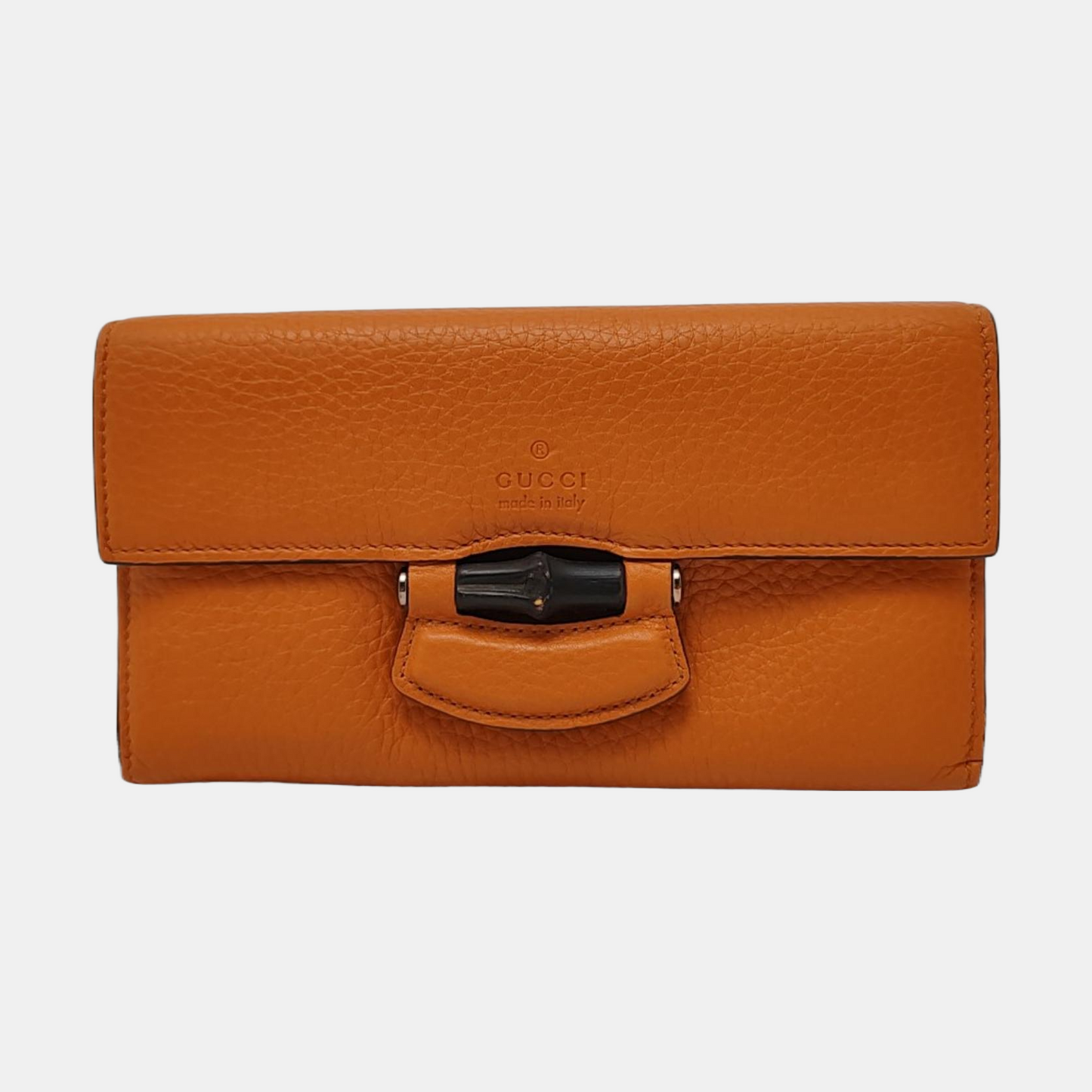 GUCCI Bamboo 1947 Orange Cowhide Bamboo Wallet Golden hardware-(SKU)-956922492