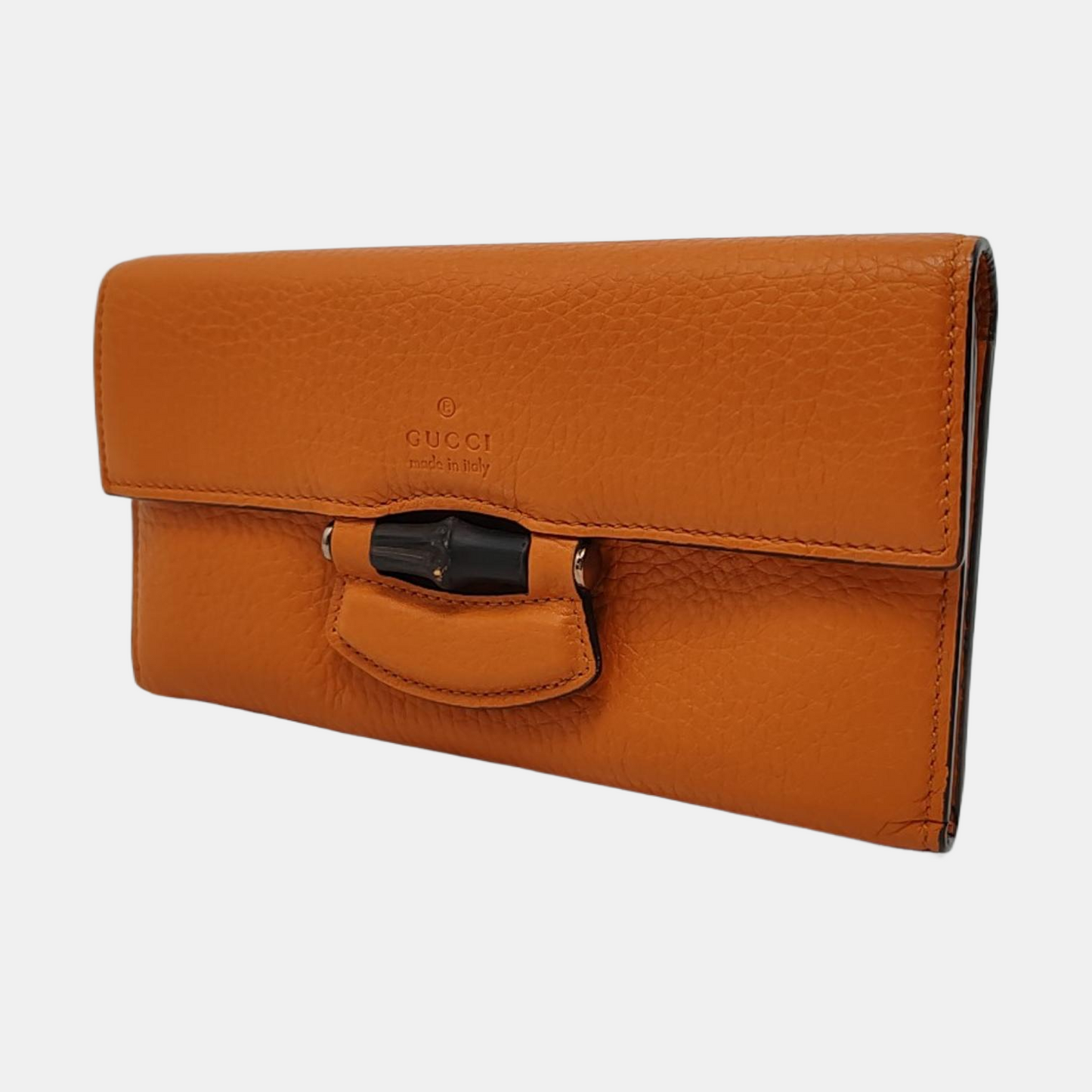 GUCCI Bamboo 1947 Orange Cowhide Bamboo Wallet Golden hardware-(SKU)-956922492
