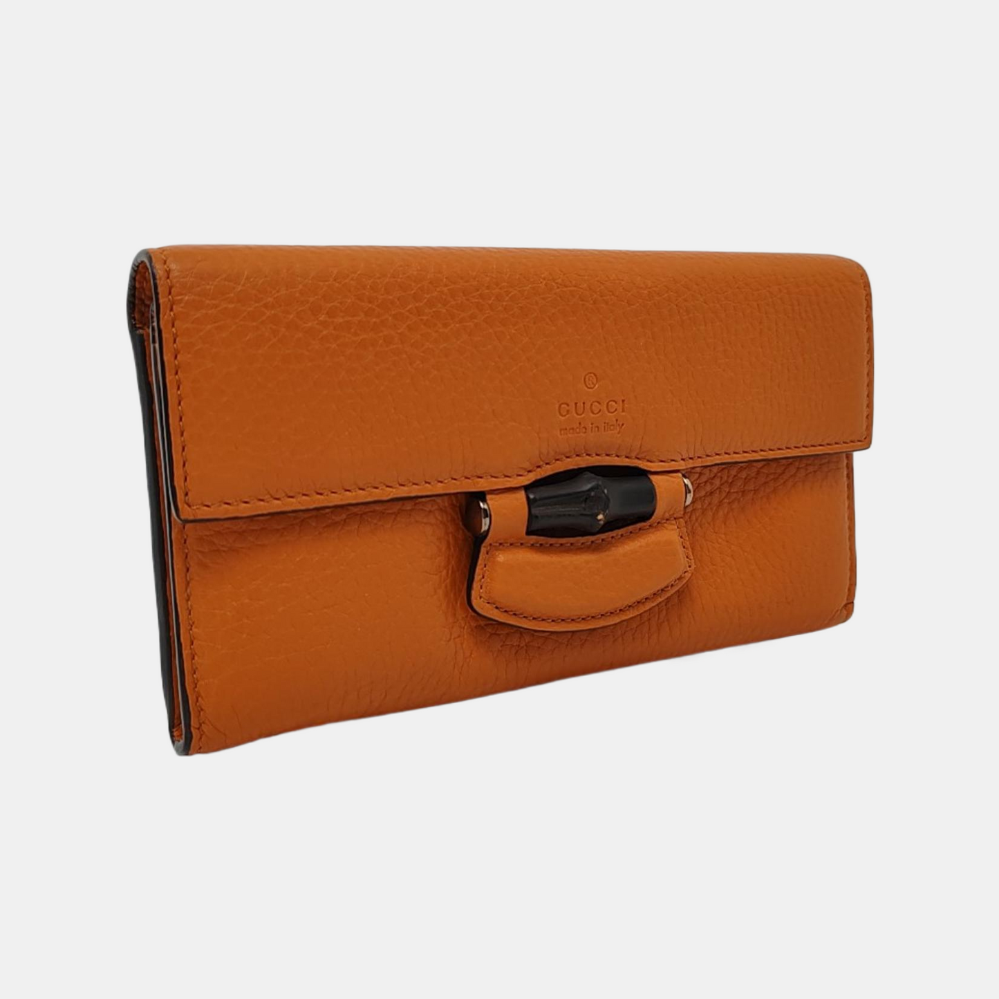 GUCCI Bamboo 1947 Orange Cowhide Bamboo Wallet Golden hardware-(SKU)-956922492