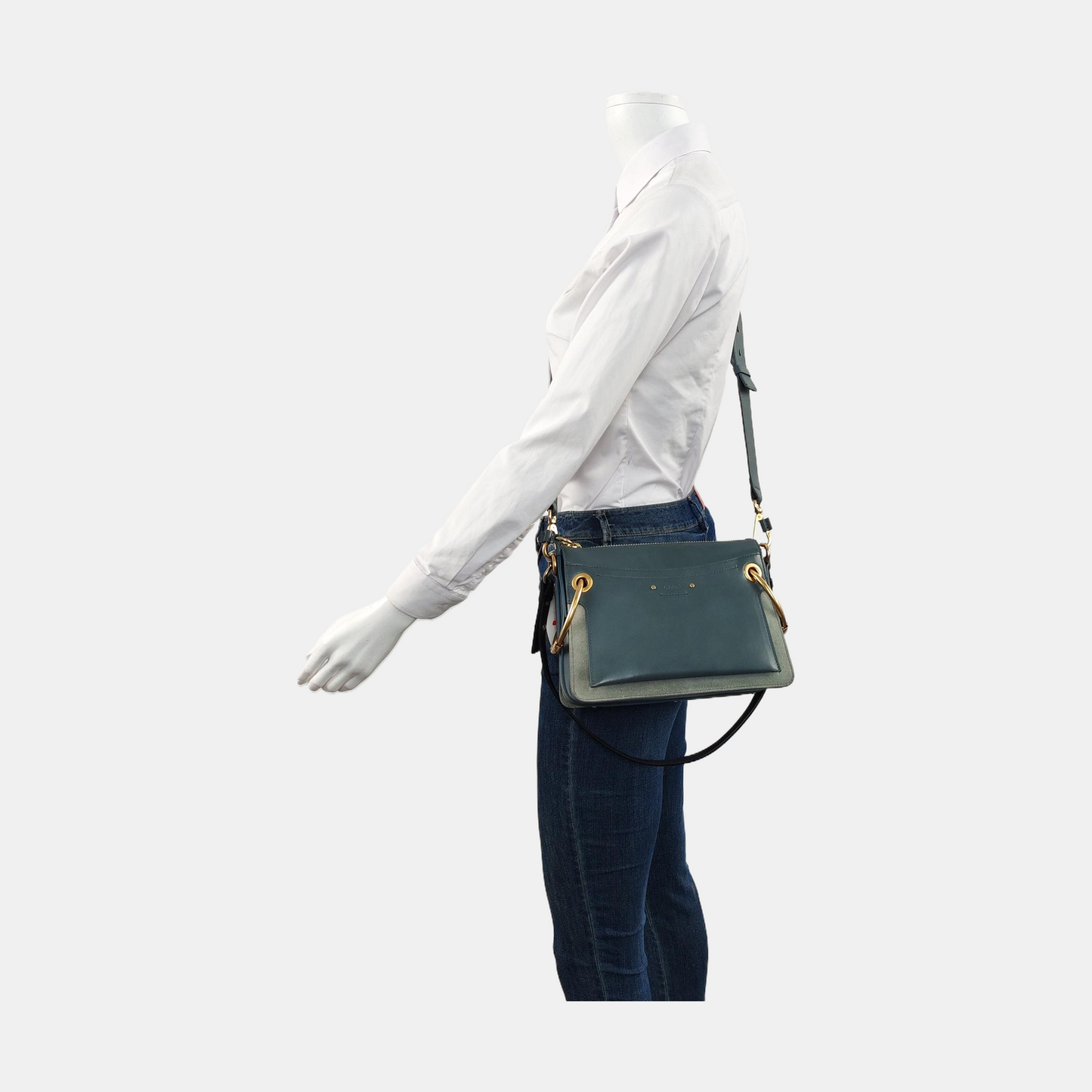 Chloé Roy Blue leather studded single shoulder bag crossbody Golden hardware shoulder straps-(SKU)-956582038