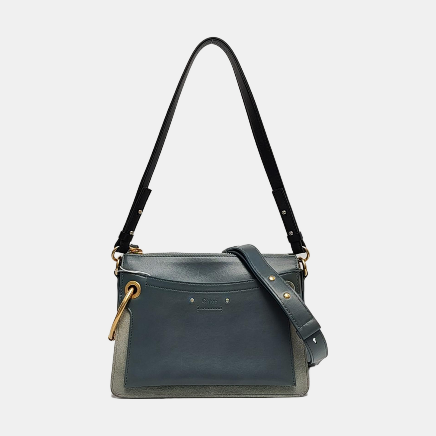 Chloé Roy Blue leather studded single shoulder bag crossbody Golden hardware shoulder straps-(SKU)-956582038