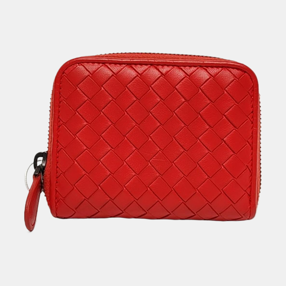 BOTTEGA VENETA Red Cowhide Woven Wallet Black hardware-(SKU)-957131888