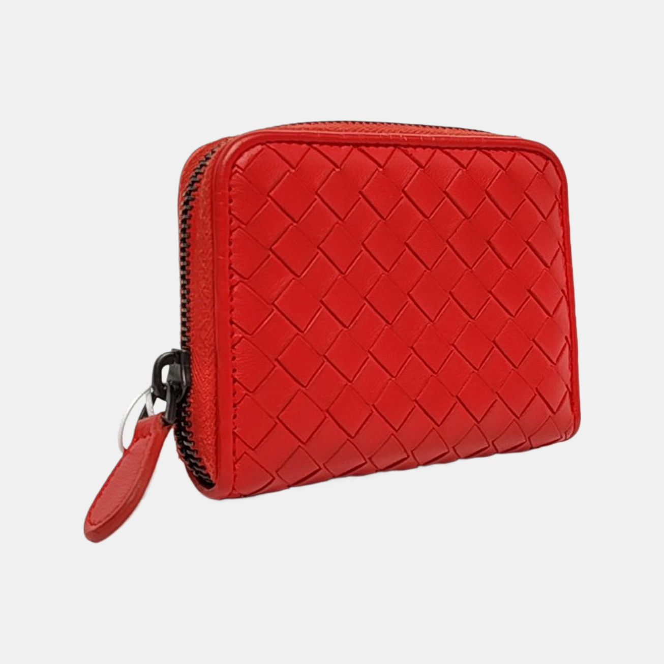 BOTTEGA VENETA Red Cowhide Woven Wallet Black hardware-(SKU)-957131888