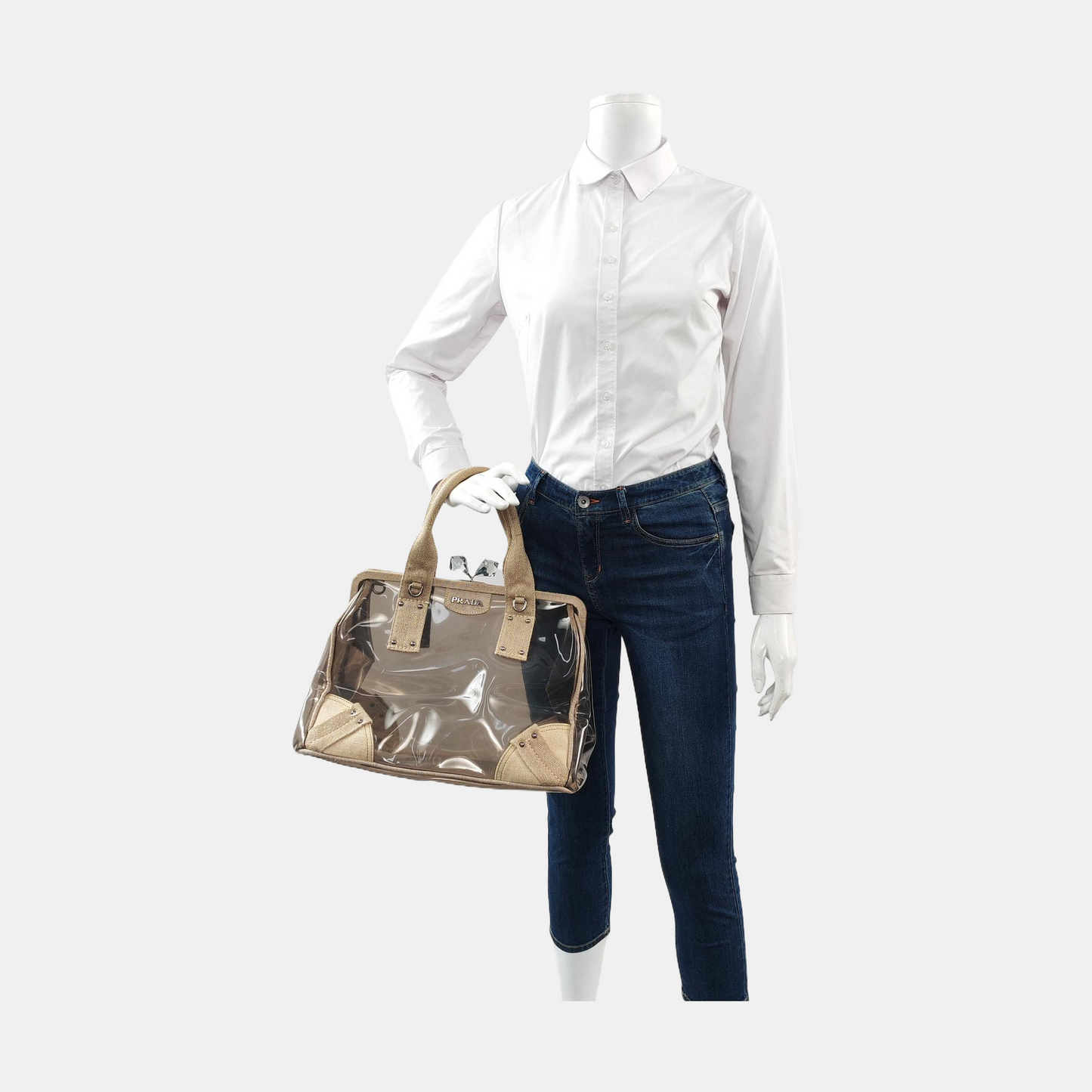 PRADA Transparent special material inlay handbag Silver Hardware Sub-bag-(SKU)-957328200