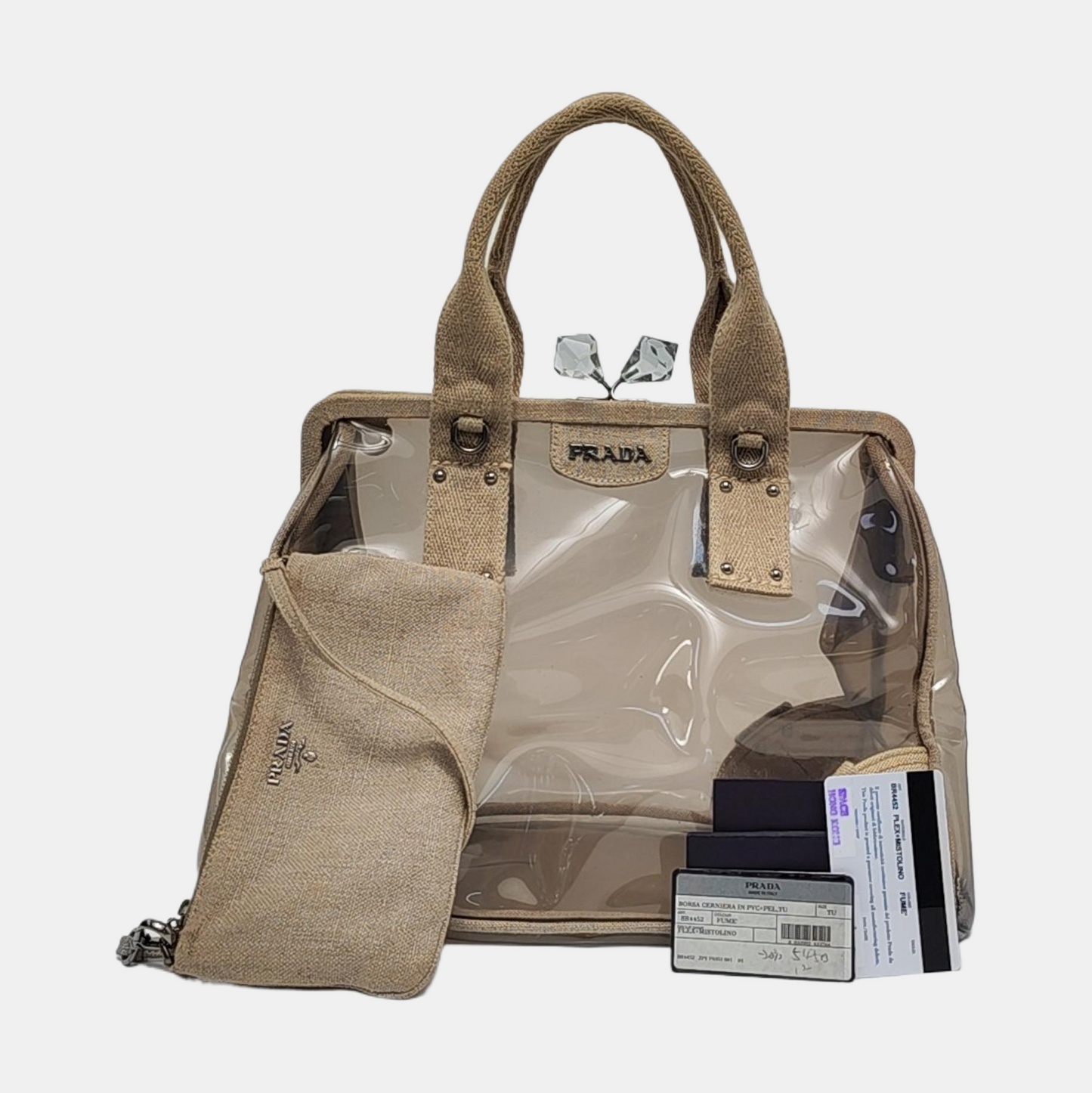 PRADA Transparent special material inlay handbag Silver Hardware Sub-bag-(SKU)-957328200