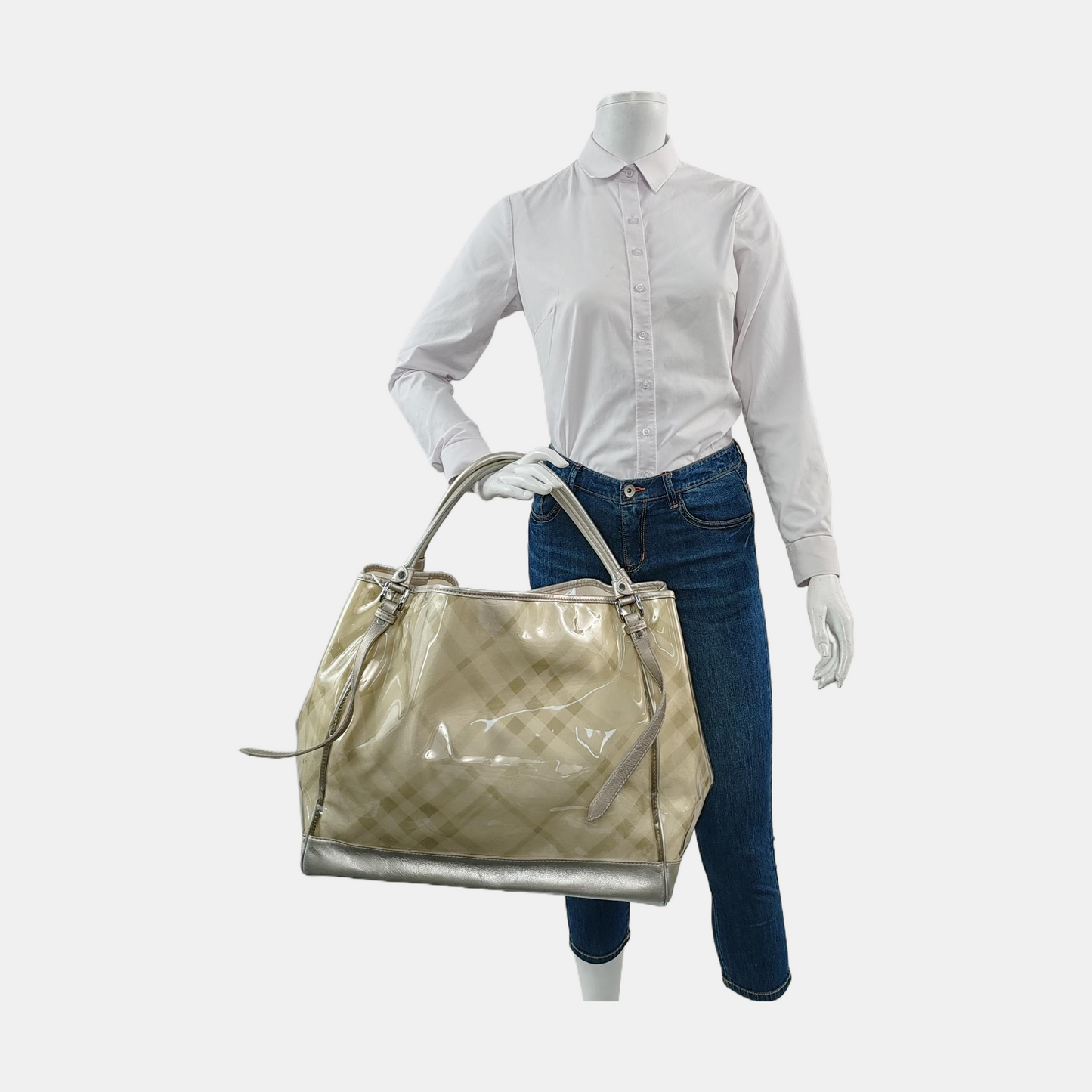 BURBERRY Tote bag Silver Special Material Printed Tote Bag Silver Hardware Sub-bag-(SKU)-957140002