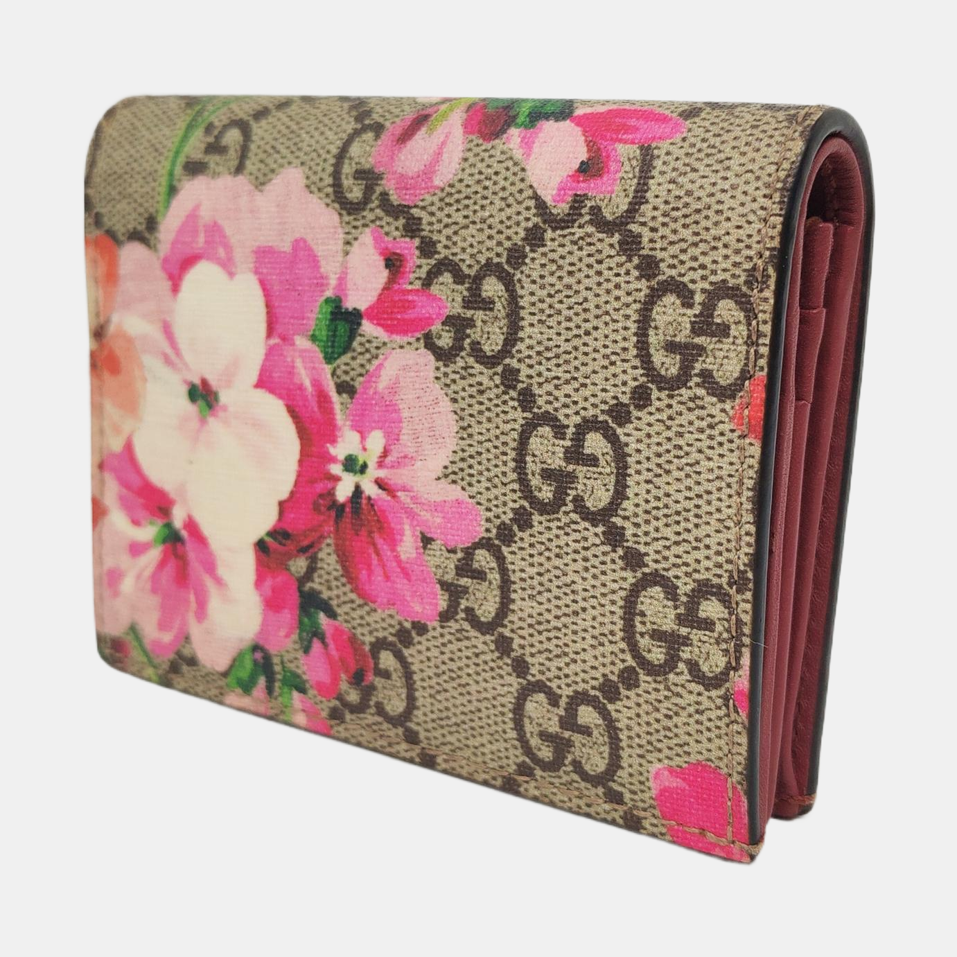 GUCCI GG Blooms Beige Coated Canvas Monogrammed Wallet Silver Hardware Complete Accessories-(SKU)-957577379