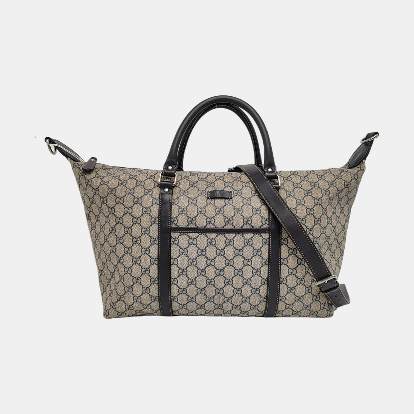 GUCCI Tote bag Beige Coated Canvas Monogram Single Shoulder Bag Handbag Crossbody Silver Hardware Removable shoulder strap-(SKU)-957584029