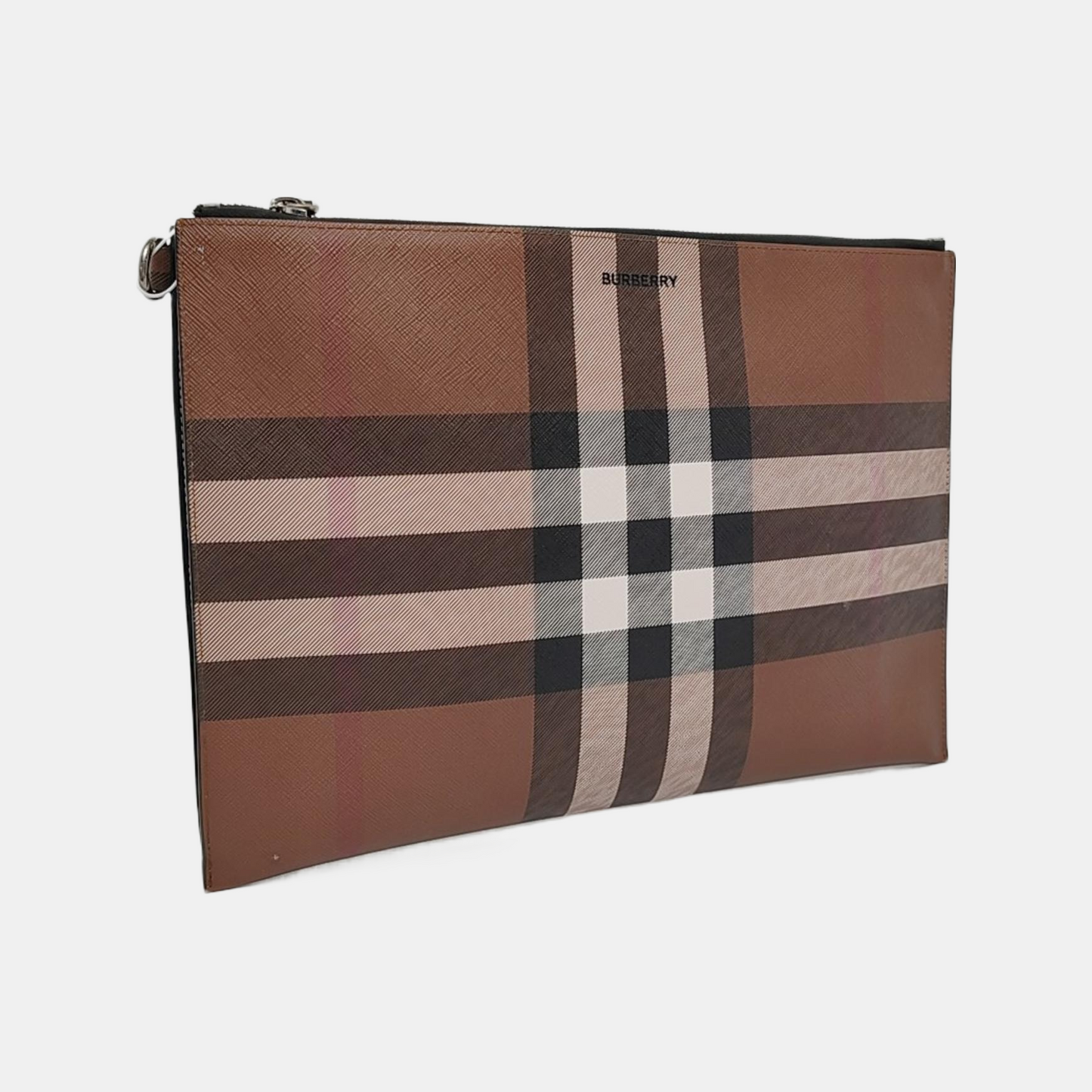 BURBERRY Large size Brown coated canvas horse race pattern clutch/handbag-(SKU)-957318549