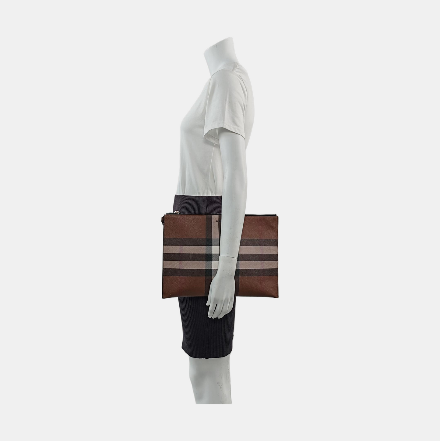 BURBERRY Large size Brown coated canvas horse race pattern clutch/handbag-(SKU)-957318549