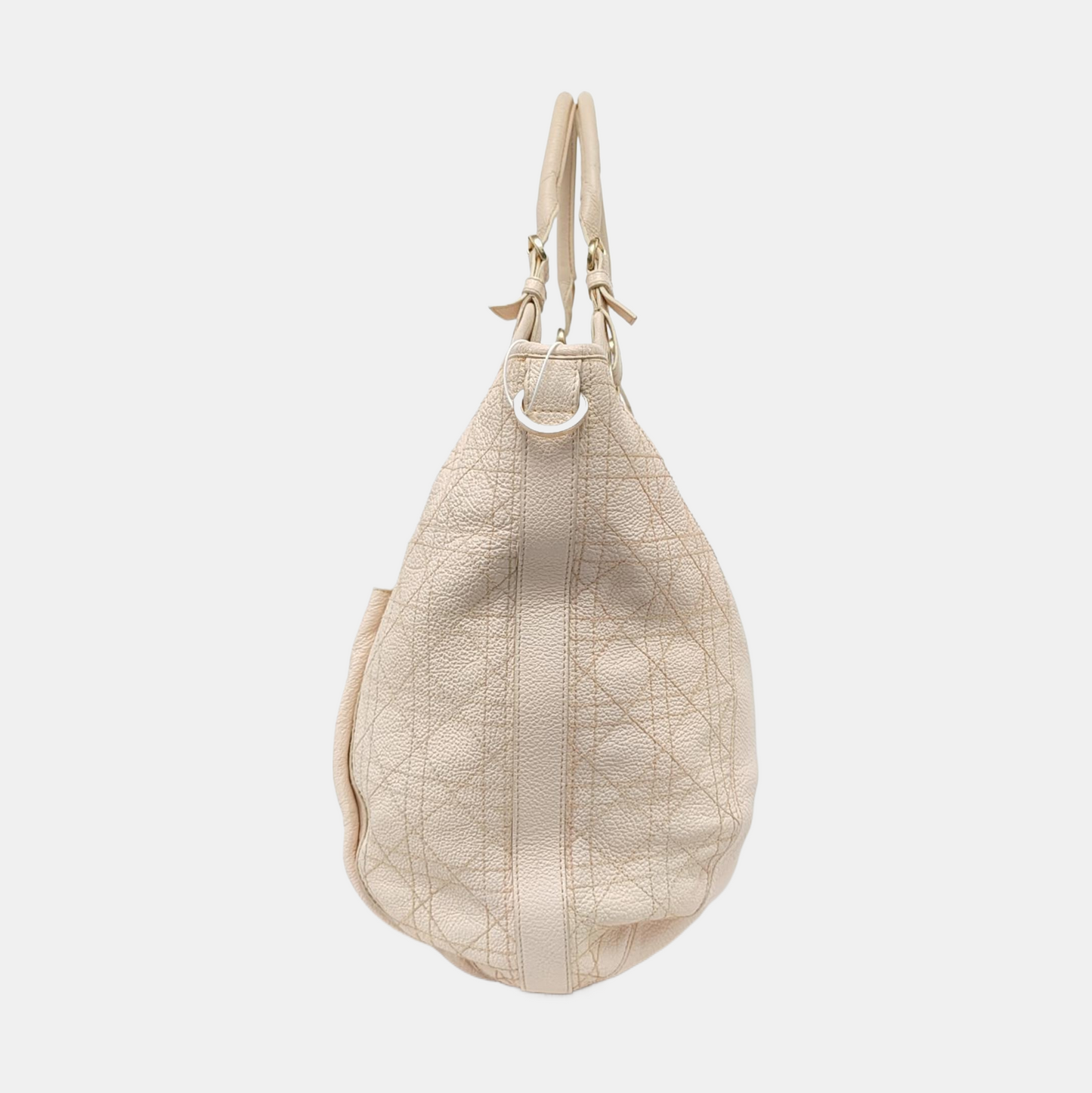 DIOR Tote bag White cowhide waffle pattern quilted single shoulder bag Golden hardware-(SKU)-957417098