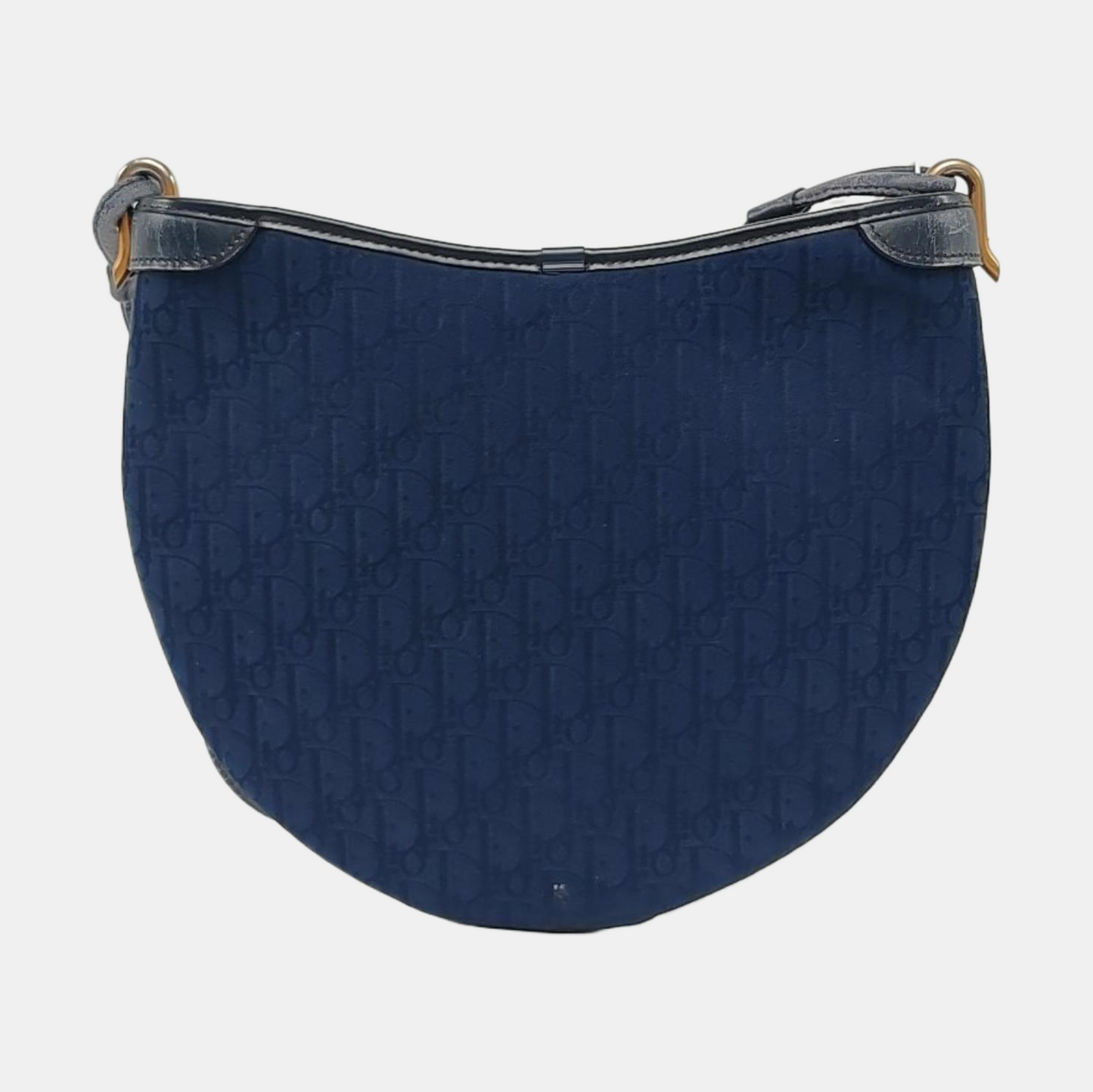DIOR Dark Blue Canvas Monogram Crossbody Bag Single Shoulder Bag Golden hardware Vintage model-(SKU)-11199594