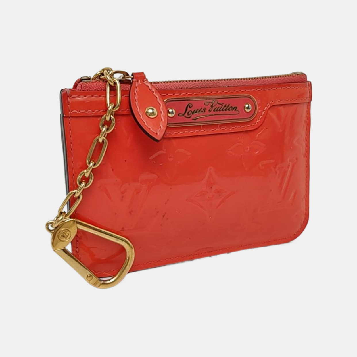 LOUIS VUITTON Orange patent leather old floral embossed wallet Golden hardware-(SKU)-957410293