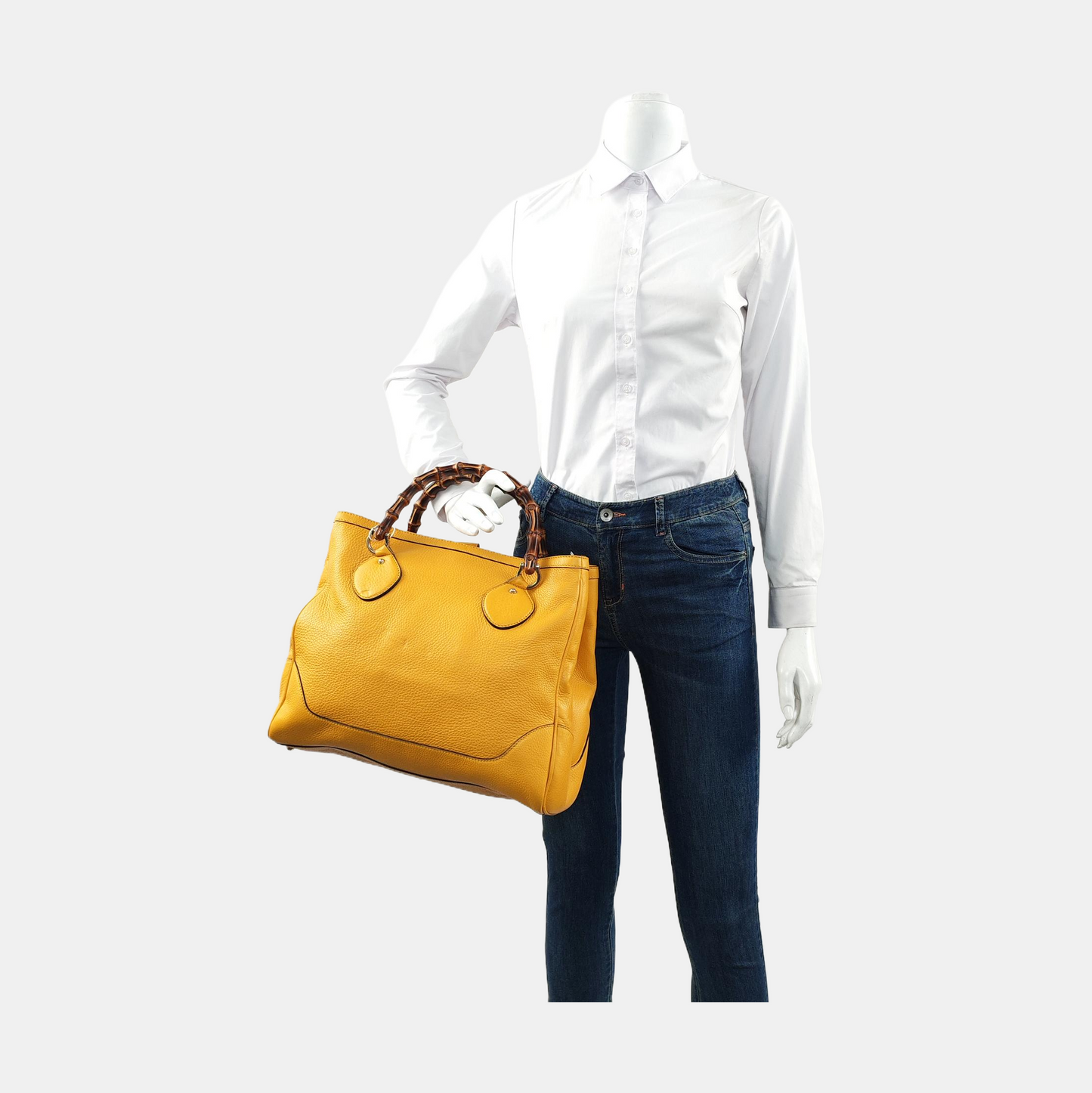 GUCCI Bamboo 1947 Yellow cowhide bamboo bag handbag Golden hardware-(SKU)-957418197