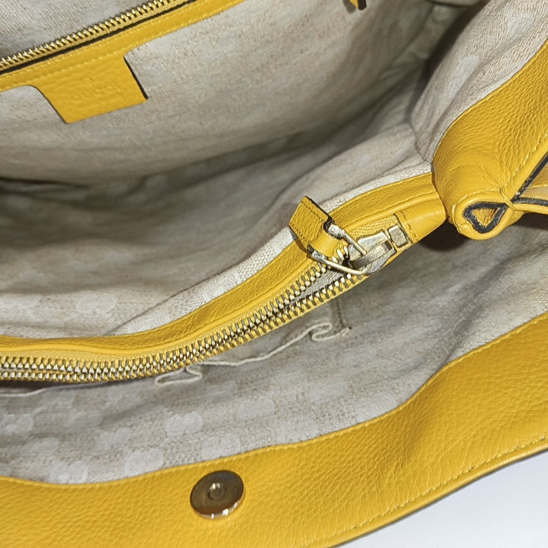 GUCCI Bamboo 1947 Yellow cowhide bamboo bag handbag Golden hardware-(SKU)-957418197