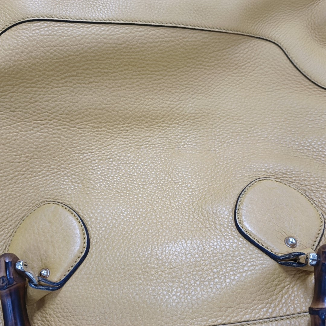 GUCCI Bamboo 1947 Yellow cowhide bamboo bag handbag Golden hardware-(SKU)-957418197