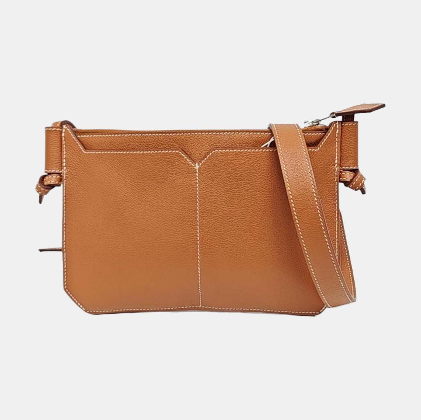 HERMÈS Ultrapla 24 Gold Brown Evercolor Calfskin Crossbody Bag Shoulder Bag Handbag Silver Hardware Z-(SKU)-957460008