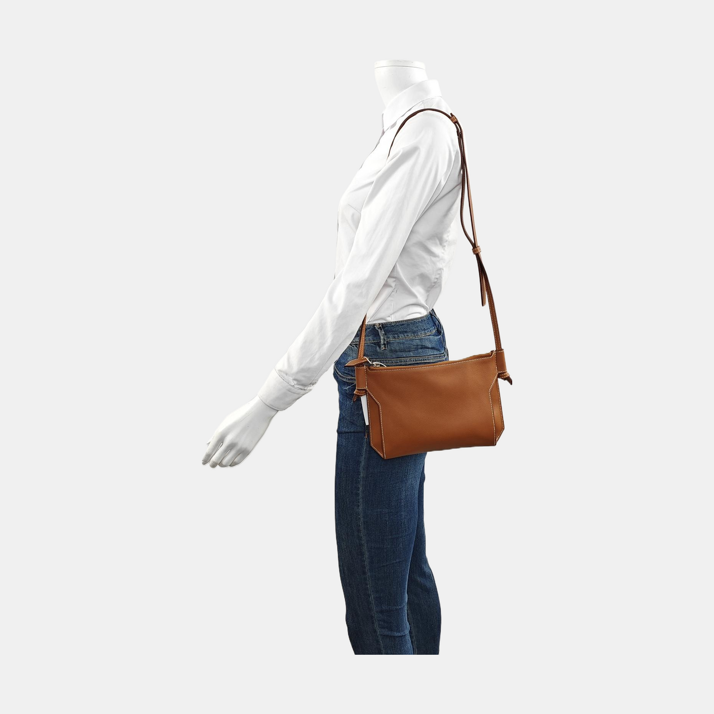 HERMÈS Ultrapla 24 Gold Brown Evercolor Calfskin Crossbody Bag Shoulder Bag Handbag Silver Hardware Z-(SKU)-957460008