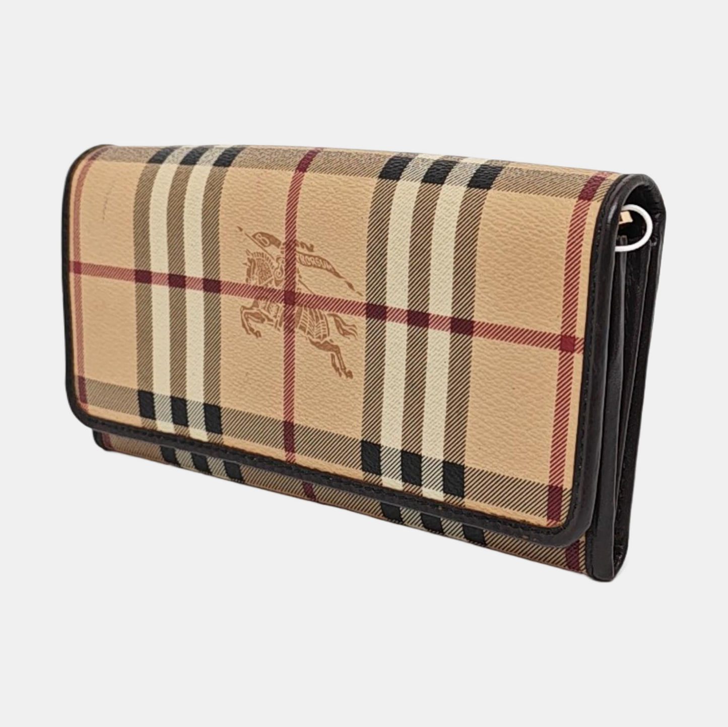 BURBERRY Beige coated canvas war horse plaid wallet Golden hardware-(SKU)-957775654
