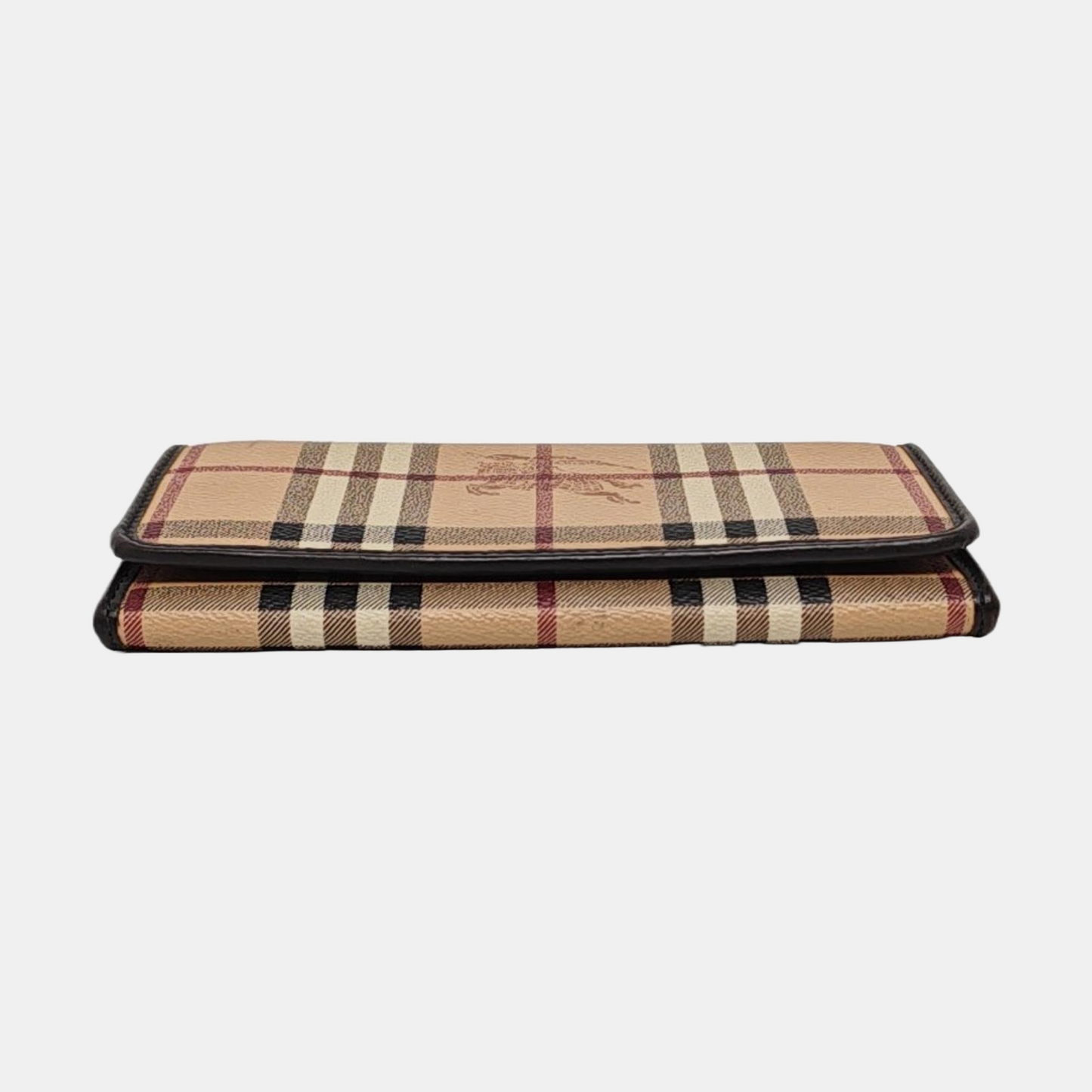 BURBERRY Beige coated canvas war horse plaid wallet Golden hardware-(SKU)-957775654