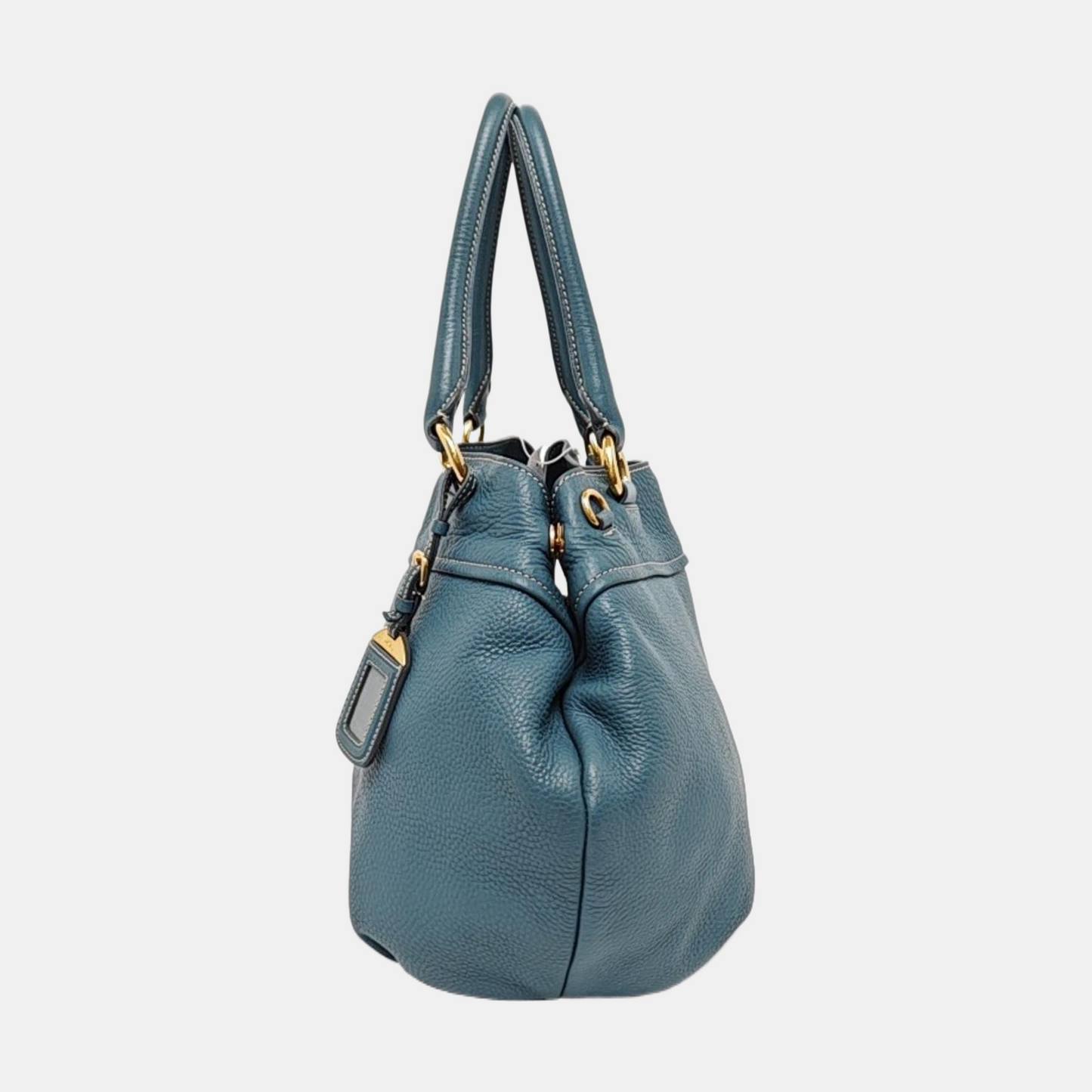 PRADA Tote bag Blue Cowhide Logo Shoulder Bag Handbag Golden hardware Removable shoulder strap-(SKU)-957689174