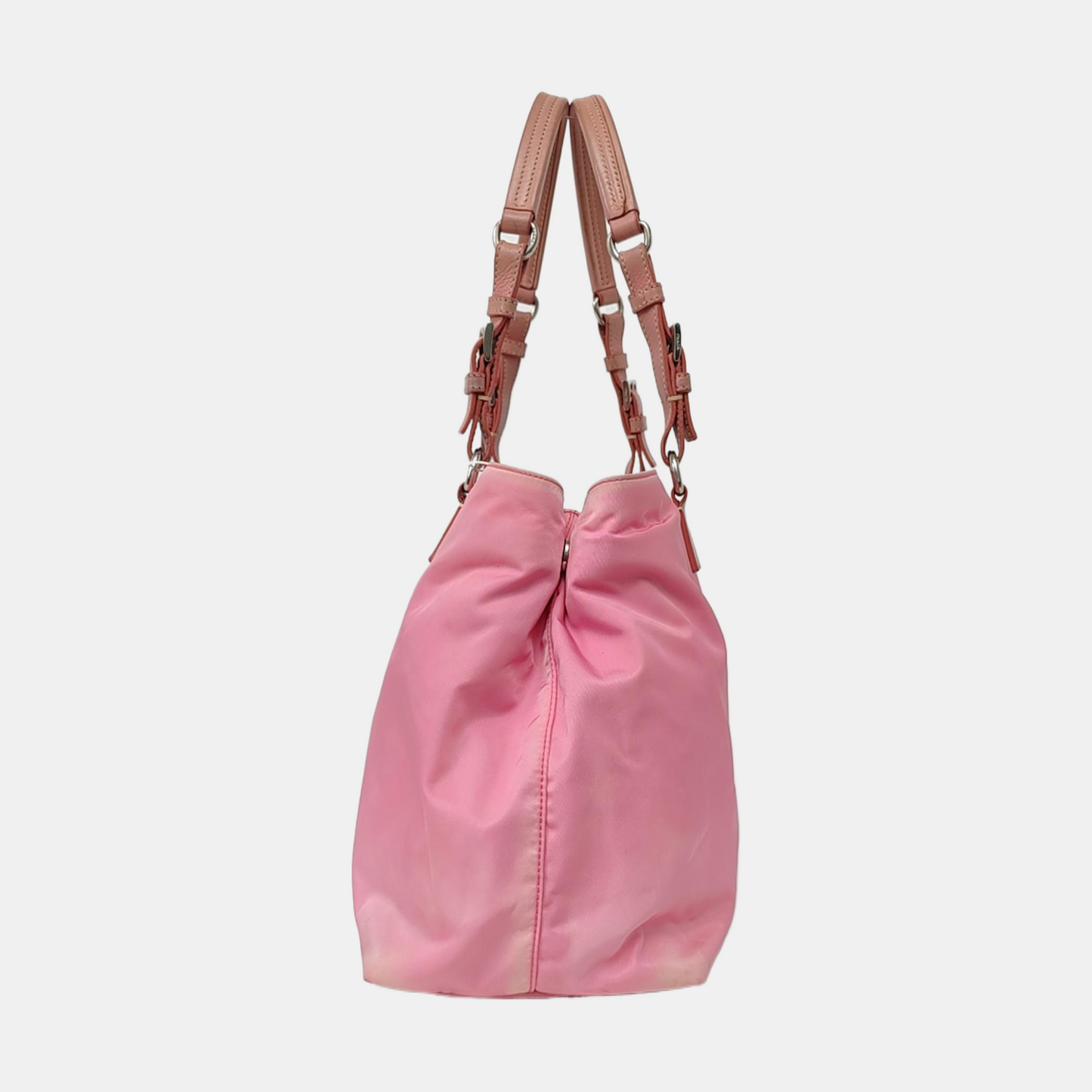 PRADA Tote bag Pink Nylon Logo Single Shoulder Bag Silver Hardware shoulder straps-(SKU)-957386735