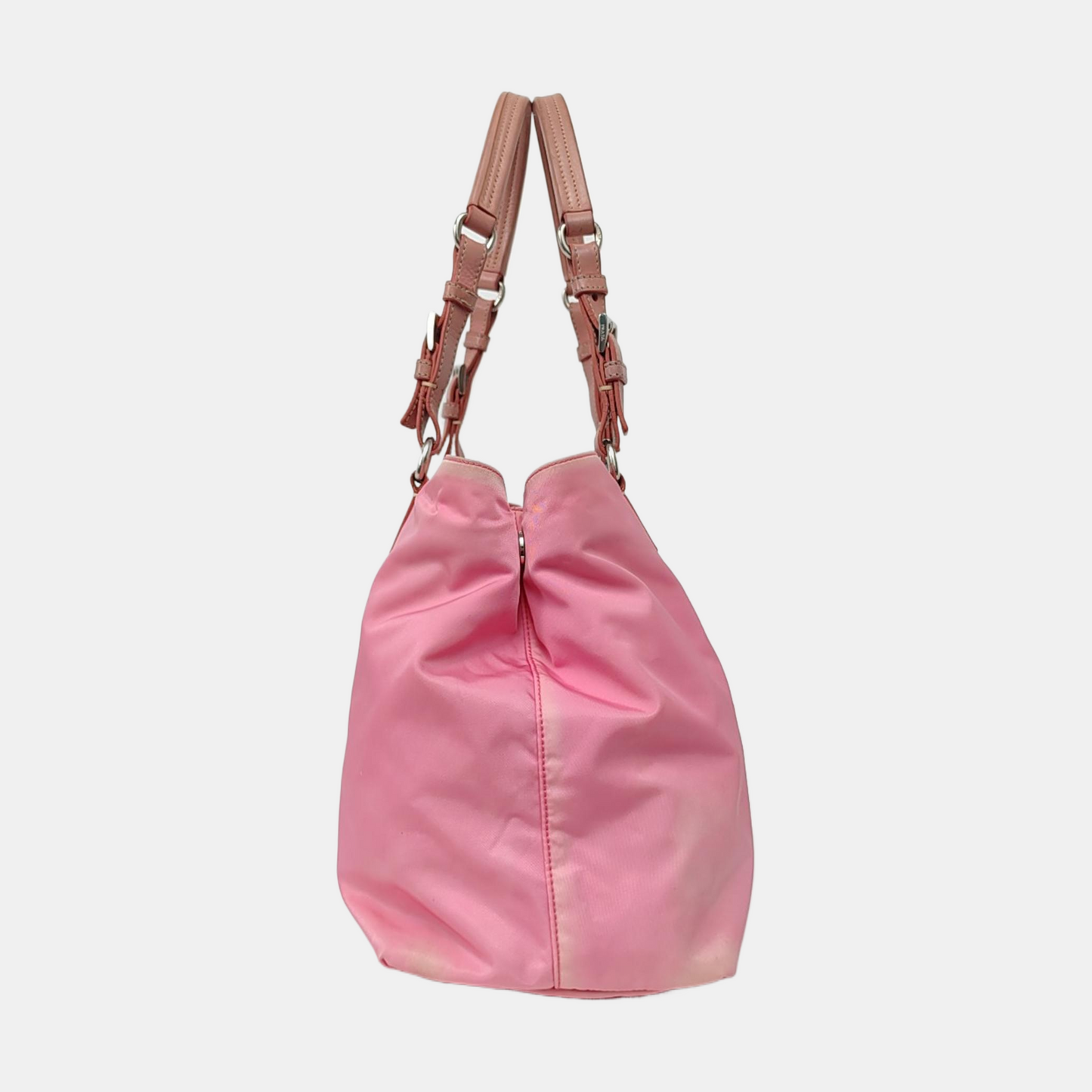 PRADA Tote bag Pink Nylon Logo Single Shoulder Bag Silver Hardware shoulder straps-(SKU)-957386735