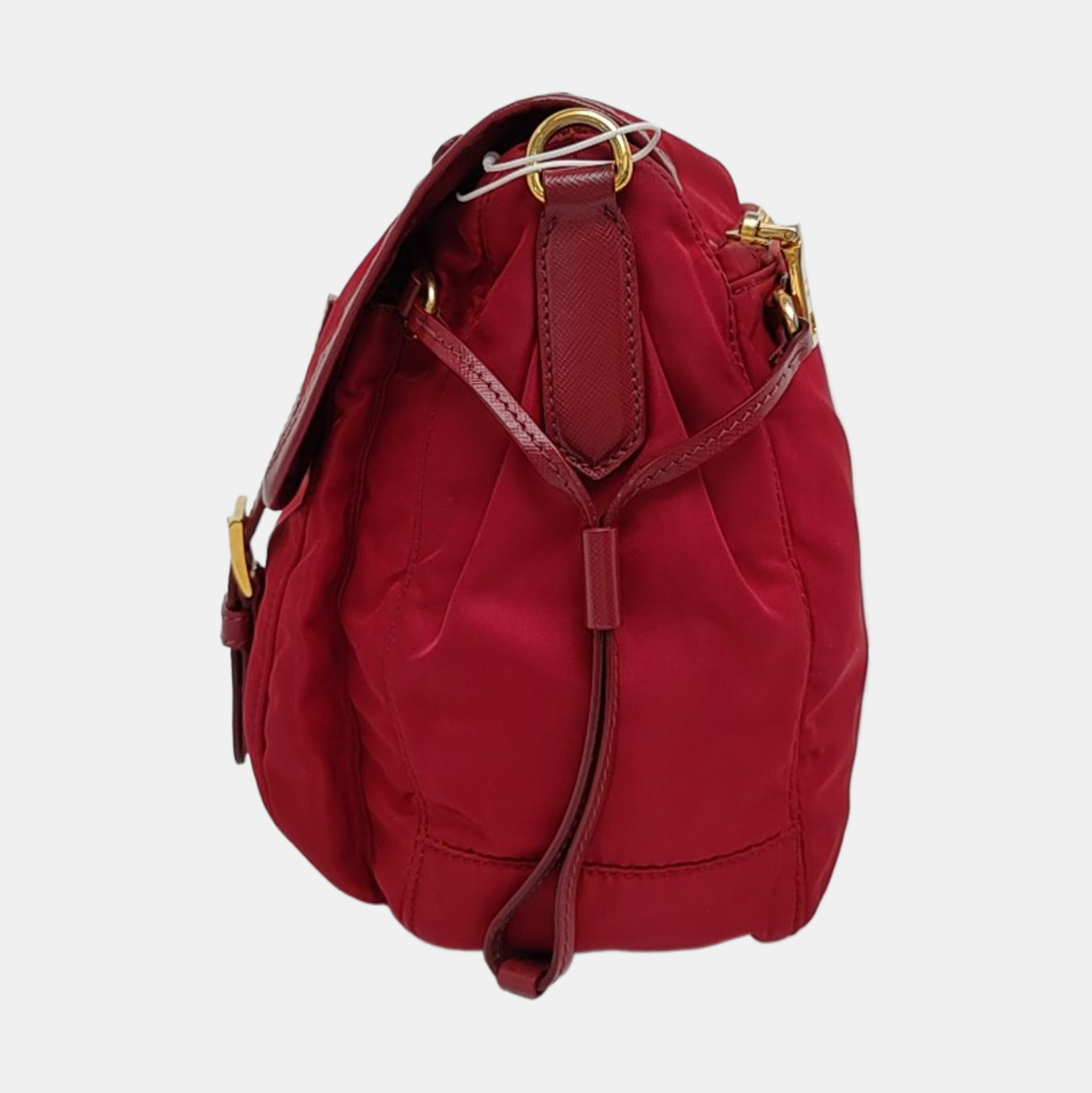PRADA Vela Messenger Bag Red Nylon Cross Grain Single Shoulder Crossbody Golden hardware Removable shoulder strap-(SKU)-957669142