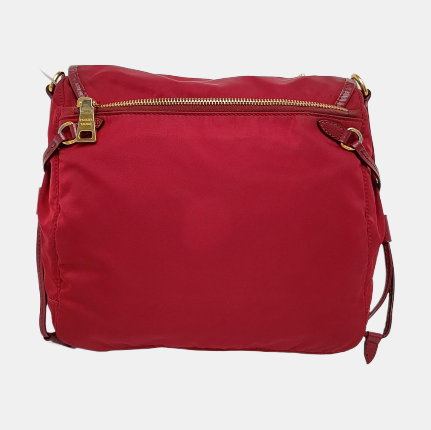 PRADA Vela Messenger Bag Red Nylon Cross Grain Single Shoulder Crossbody Golden hardware Removable shoulder strap-(SKU)-957669142