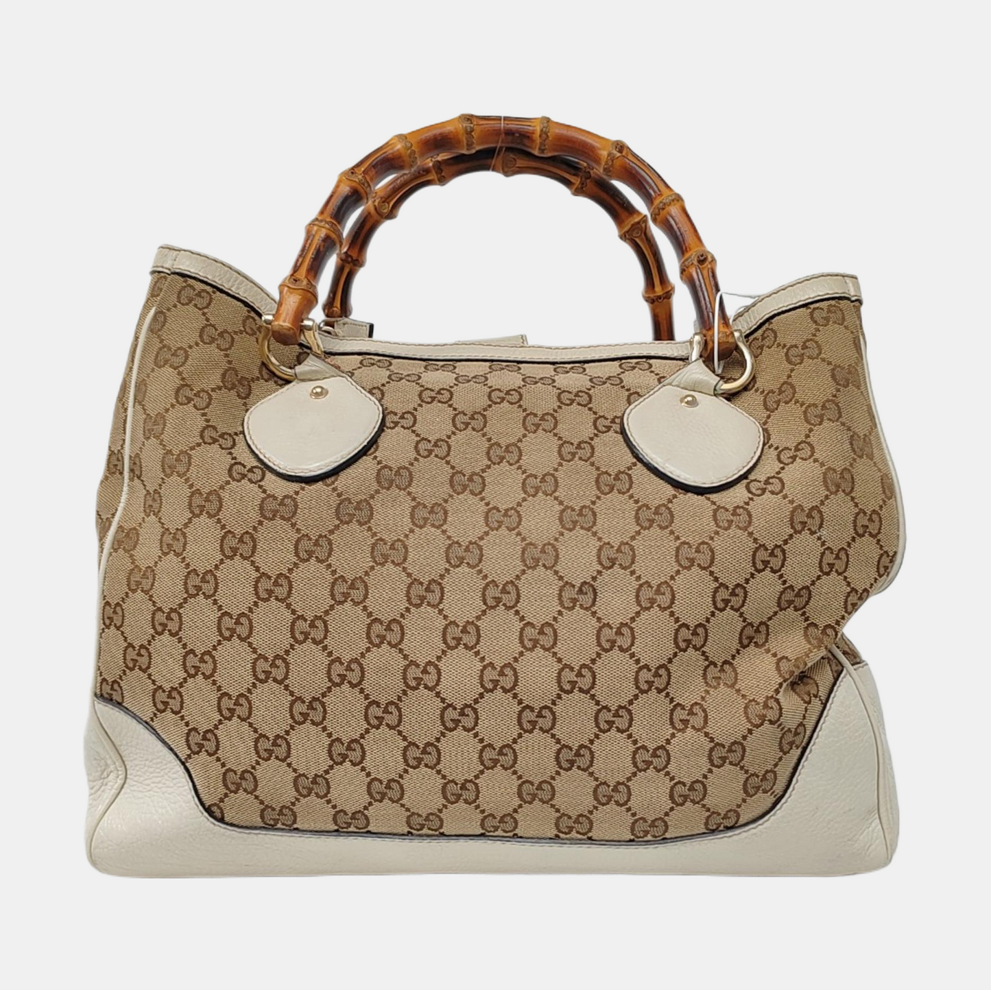 GUCCI Bamboo 1947 Brown canvas monogram bamboo bag handbag Golden hardware-(SKU)-957532877