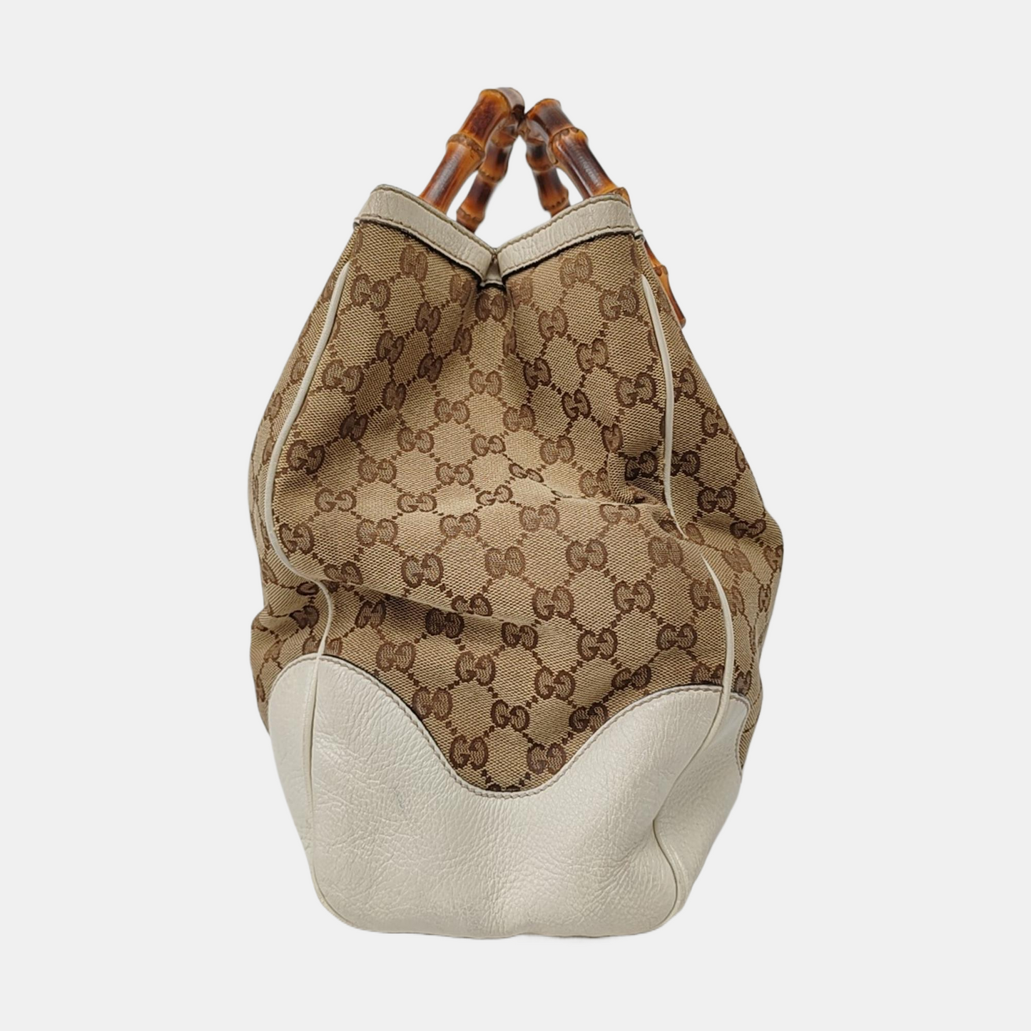 GUCCI Bamboo 1947 Brown canvas monogram bamboo bag handbag Golden hardware-(SKU)-957532877