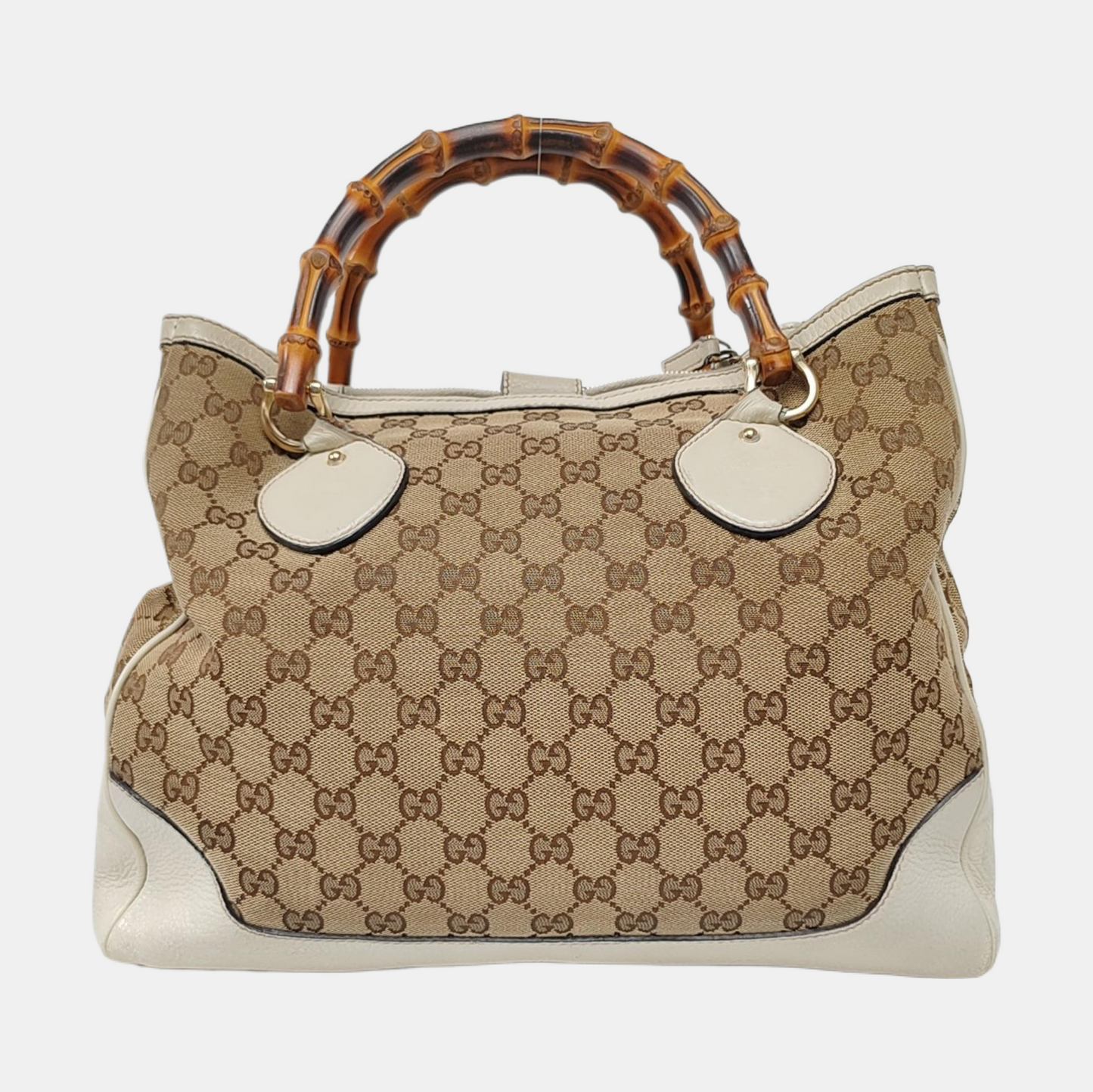 GUCCI Bamboo 1947 Brown canvas monogram bamboo bag handbag Golden hardware-(SKU)-957532877
