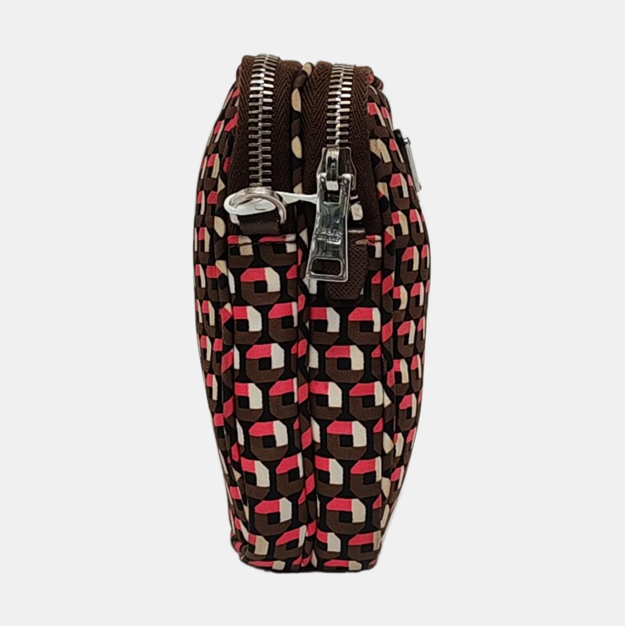 PRADA Cell Phone Bag Brown Nylon Monogrammed Printed Single Shoulder Bag Crossbody Silver Hardware Removable shoulder strap-(SKU)-957241212
