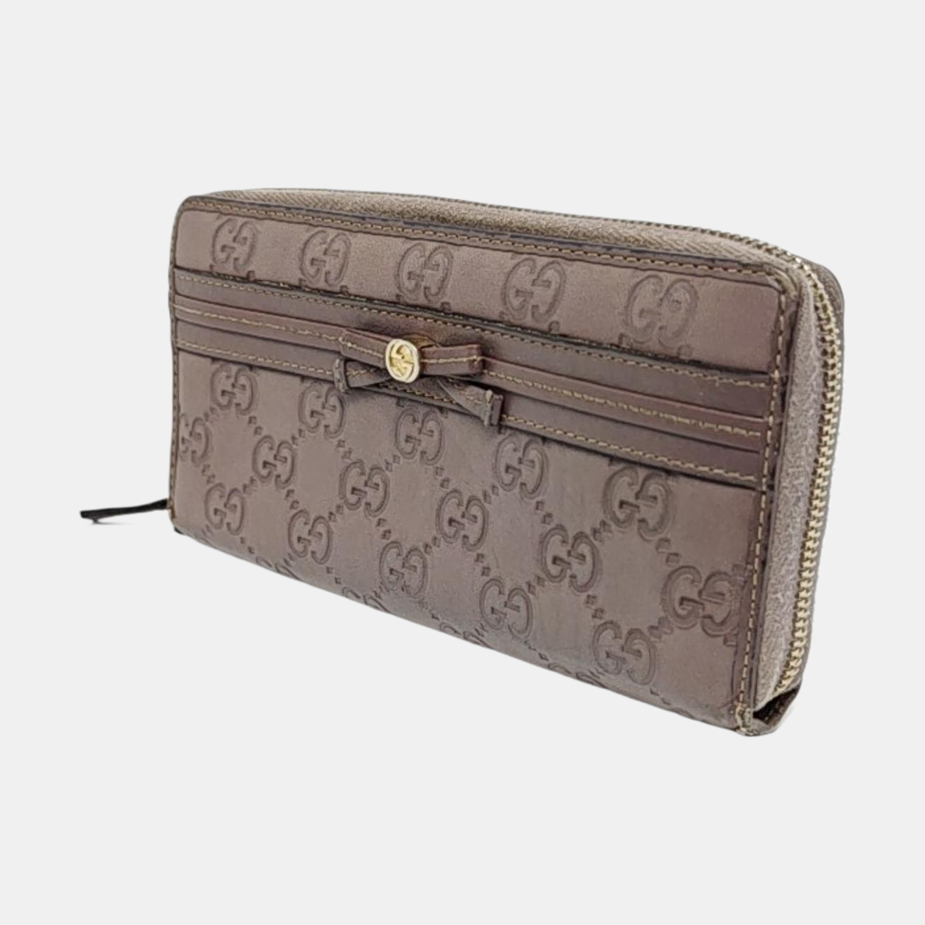 GUCCI Mayfair Purple Cowhide Monogram Embossed Wallet Golden hardware-(SKU)-957633633