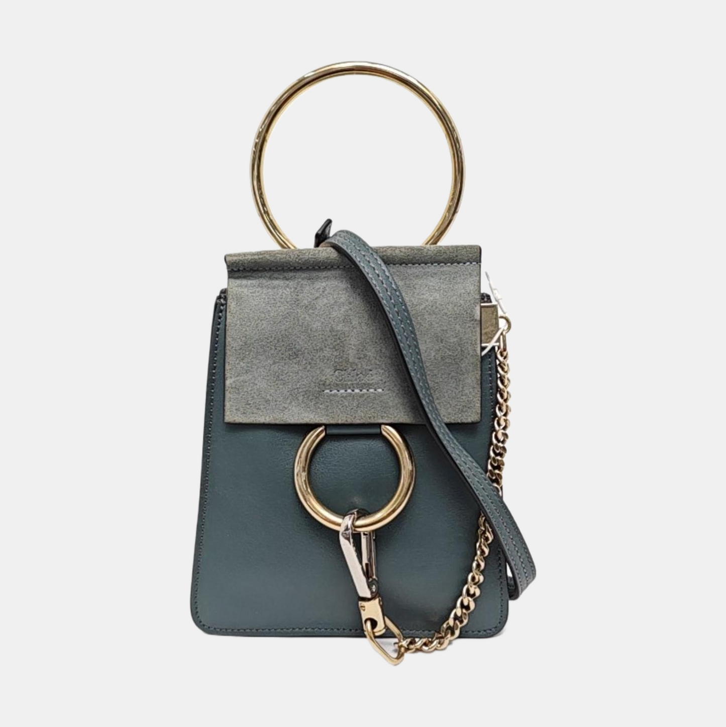Chloé Faye Small size Blue Cow Leather Crossbody Shoulder Bag with Shoulder Strap Golden Silver Hardware Removable shoulder strap-(SKU)-957568075