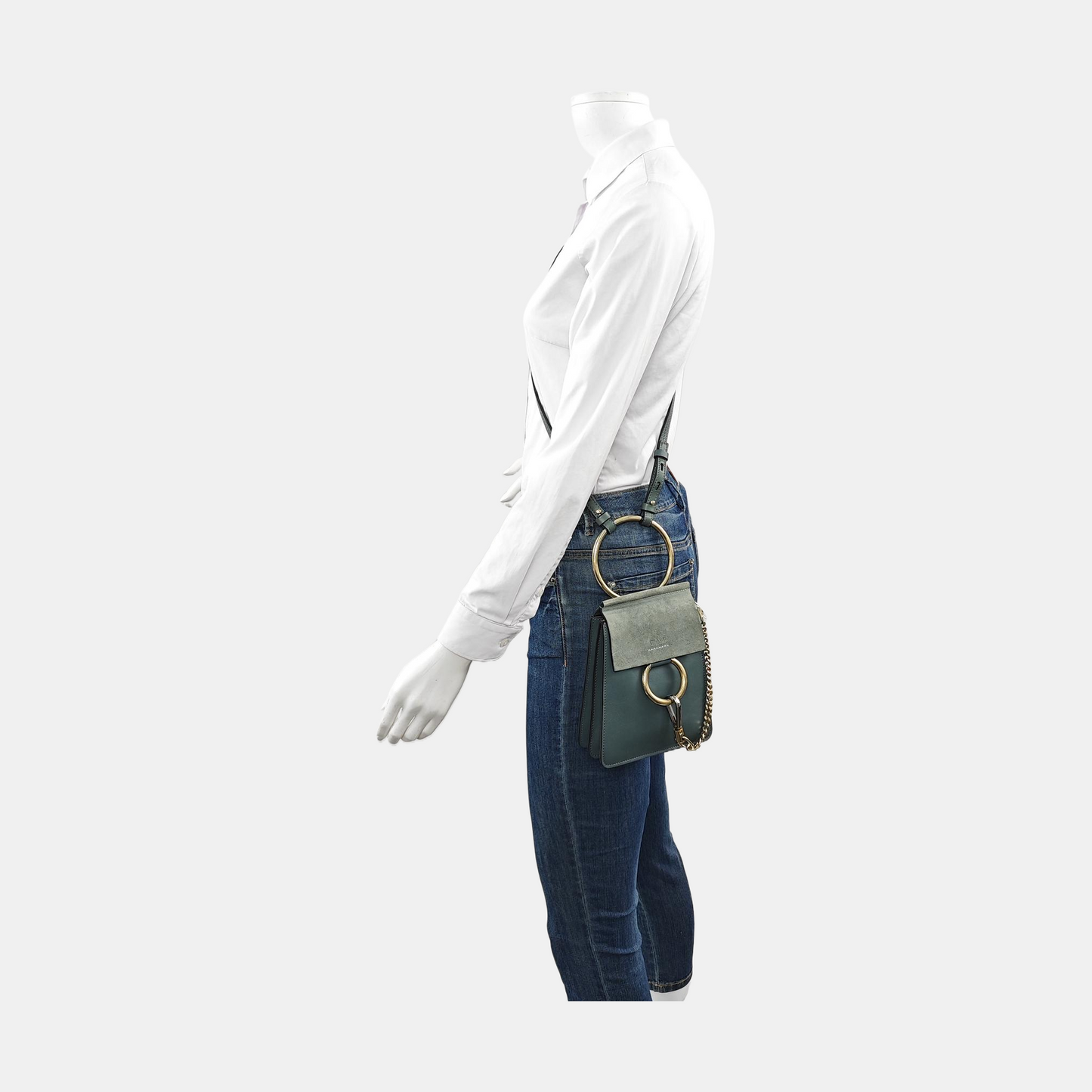 Chloé Faye Small size Blue Cow Leather Crossbody Shoulder Bag with Shoulder Strap Golden Silver Hardware Removable shoulder strap-(SKU)-957568075