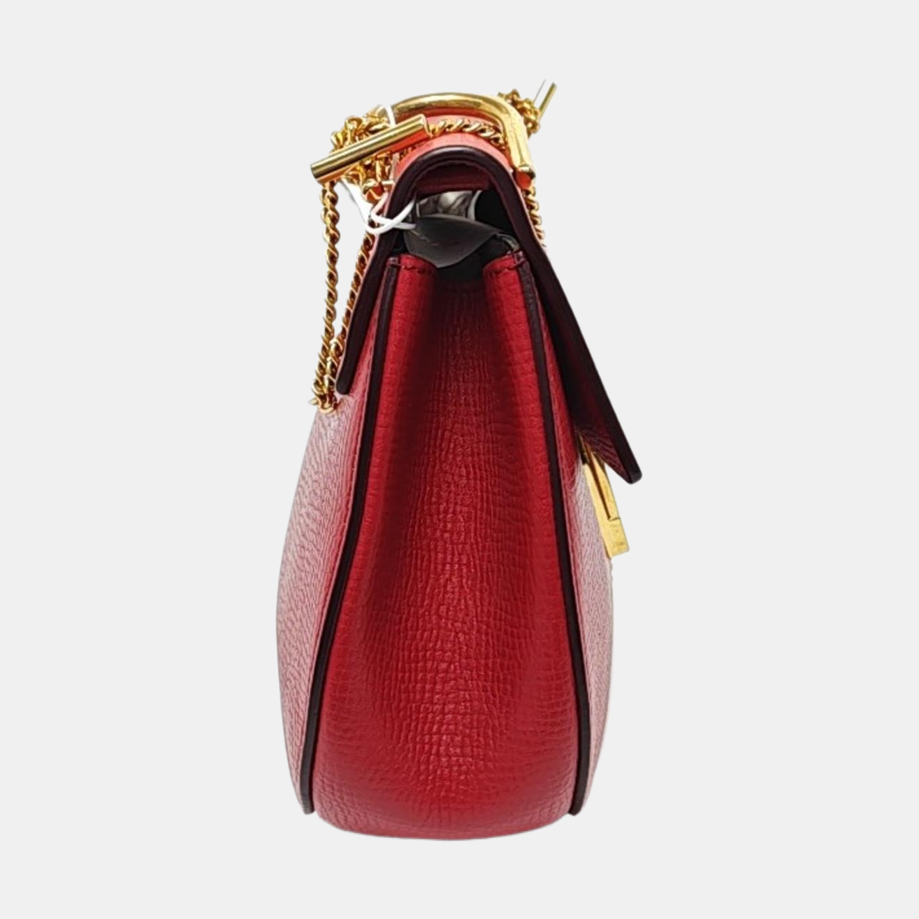 Chloé Drew Medium size Red Leather Piggy Bag Crossbody Single Shoulder Bag Golden hardware-(SKU)-957567853