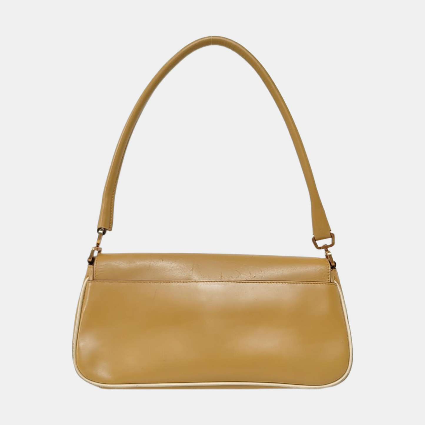 PRADA Ginger Yellow Leather Single Shoulder Tote Bag Golden hardware-(SKU)-957438126