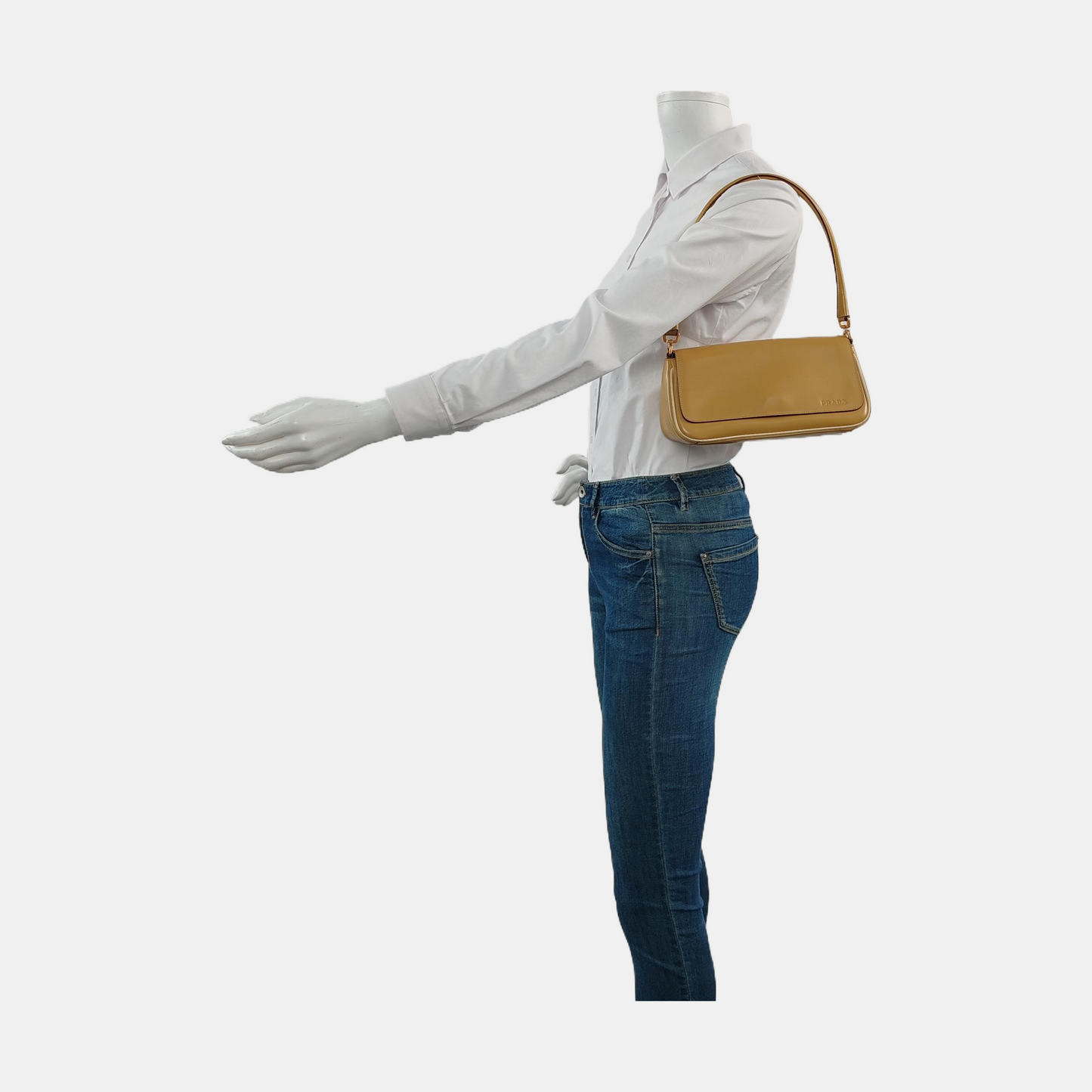PRADA Ginger Yellow Leather Single Shoulder Tote Bag Golden hardware-(SKU)-957438126