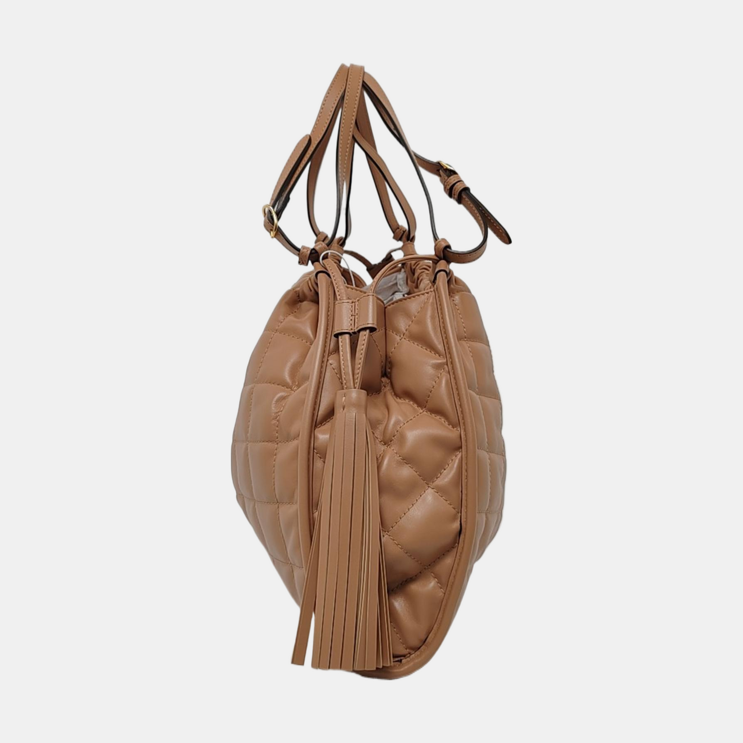 GUCCI Deco Medium Camel Leather Quilted Single Shoulder Bag with Gold Hardware 3 Removable Straps-(SKU)-957612728