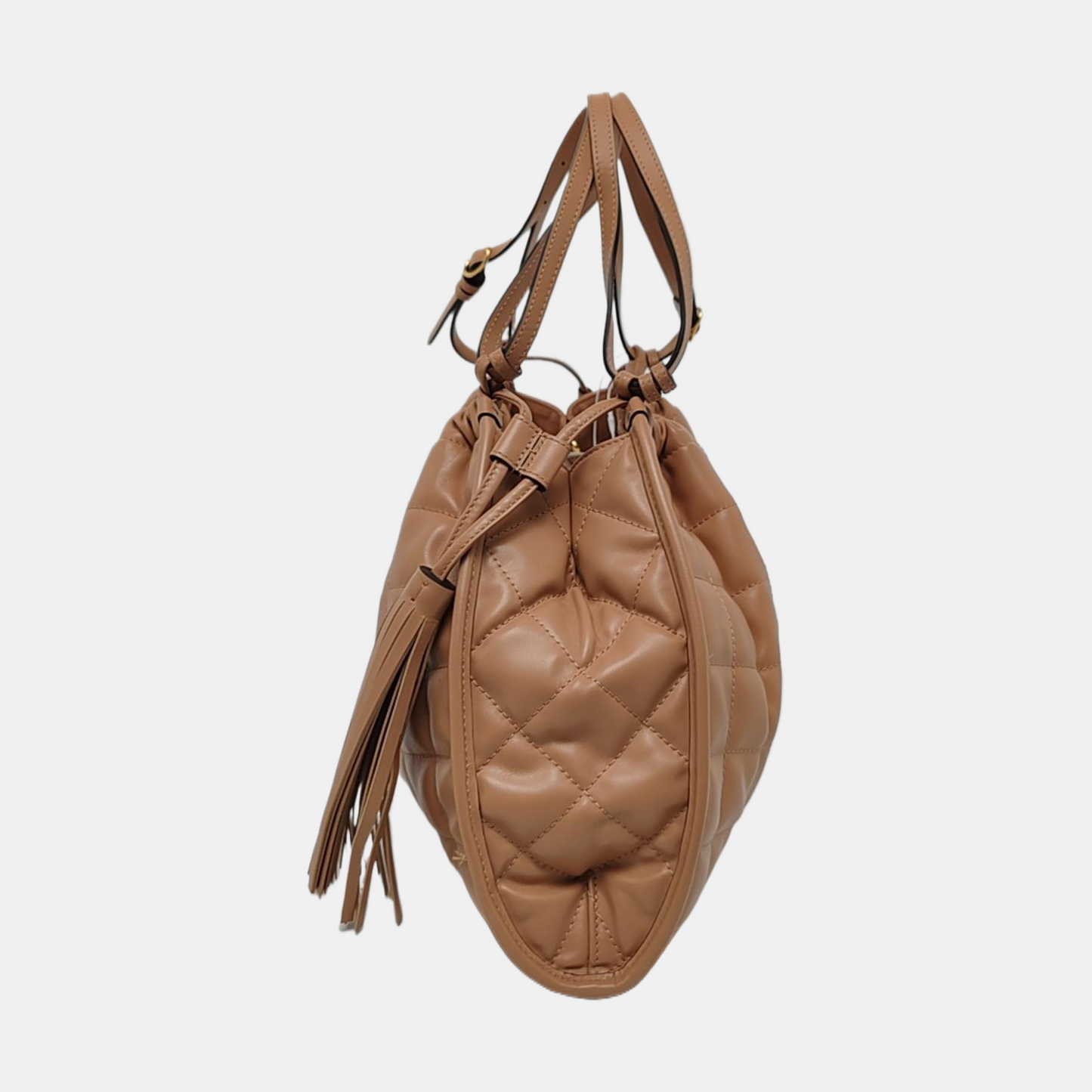 GUCCI Deco Medium Camel Leather Quilted Single Shoulder Bag with Gold Hardware 3 Removable Straps-(SKU)-957612728