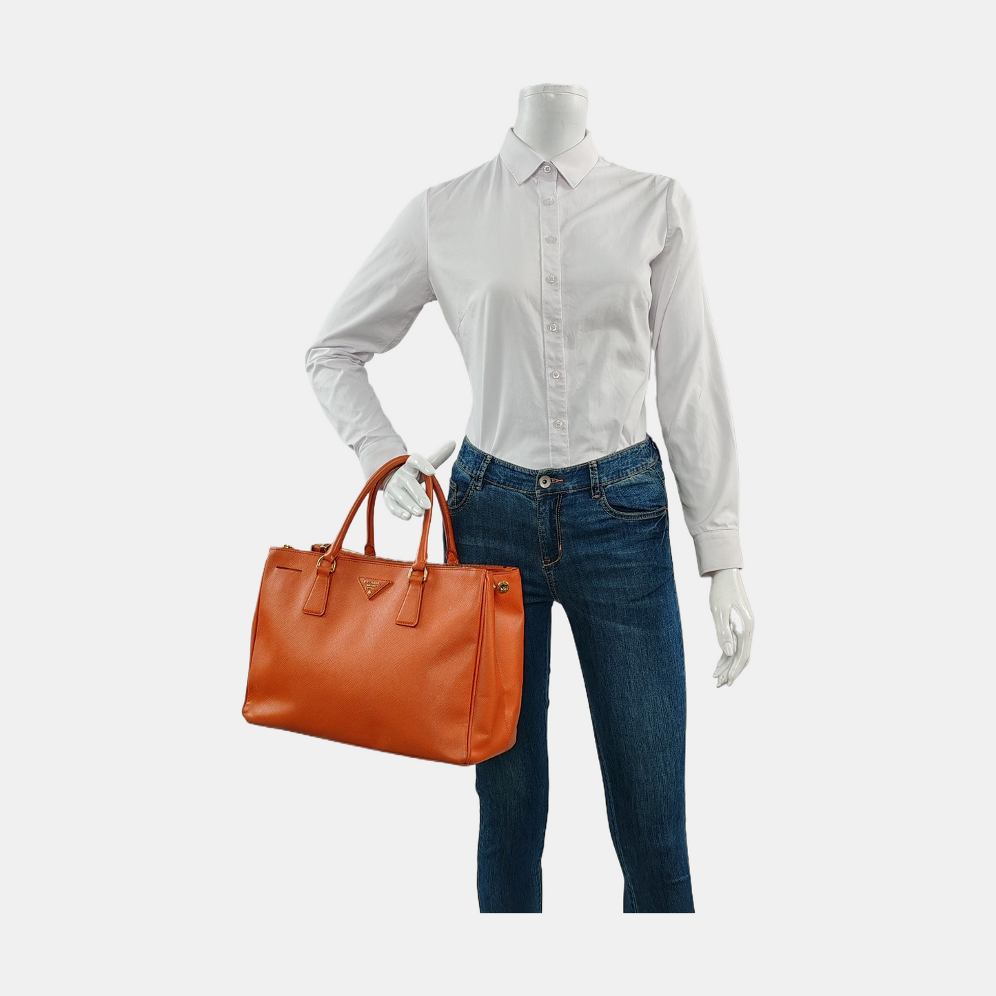 PRADA Galleria Orange Cowhide Logo Killer Bag Tote Bag Single Shoulder Bag Golden hardware-(SKU)-957733910
